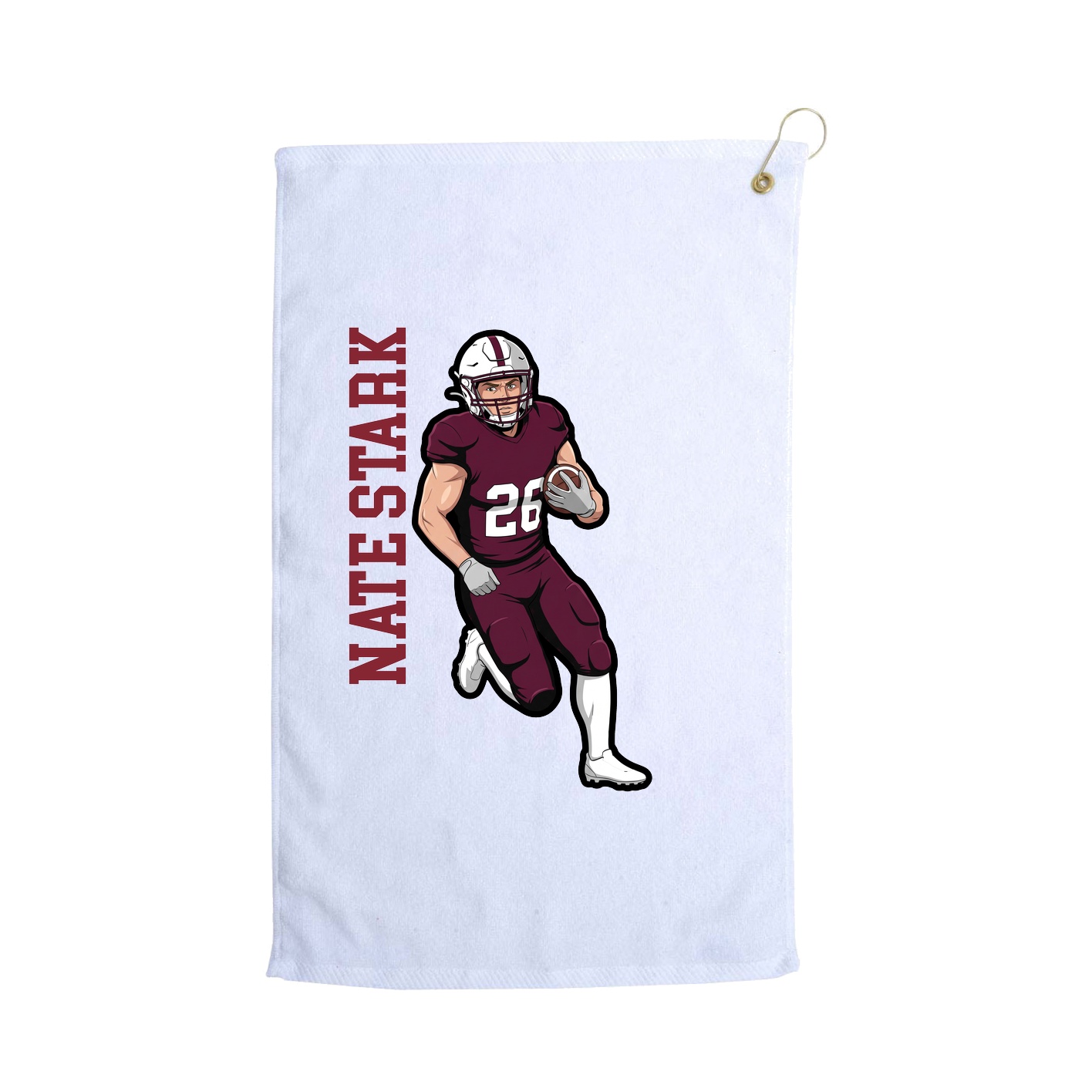 Golf Towel — Name Vertical in White