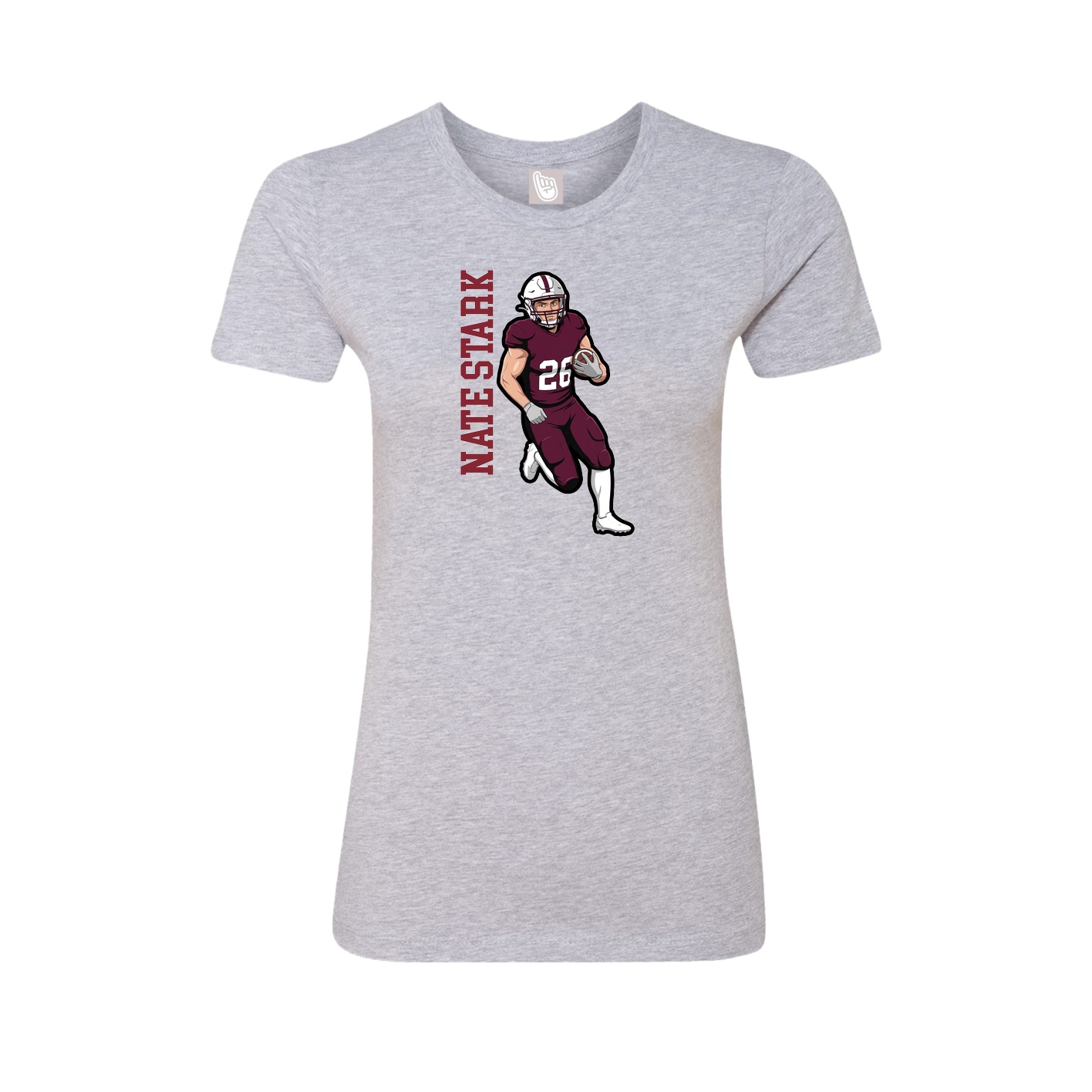 Fitted Women's Tee — Name Vertical in Grey