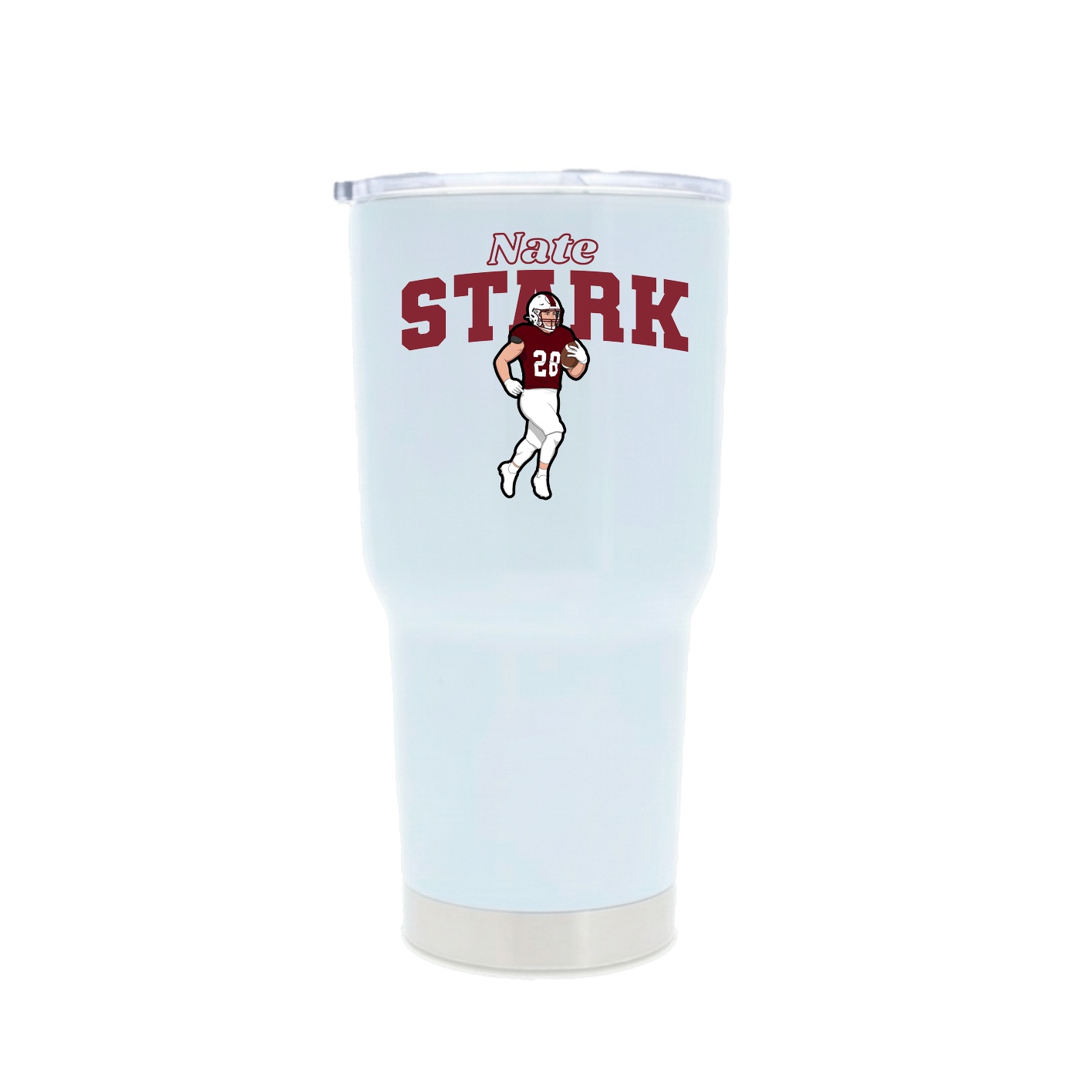 30oz Stainless Steel Tumbler — Name Arch in White