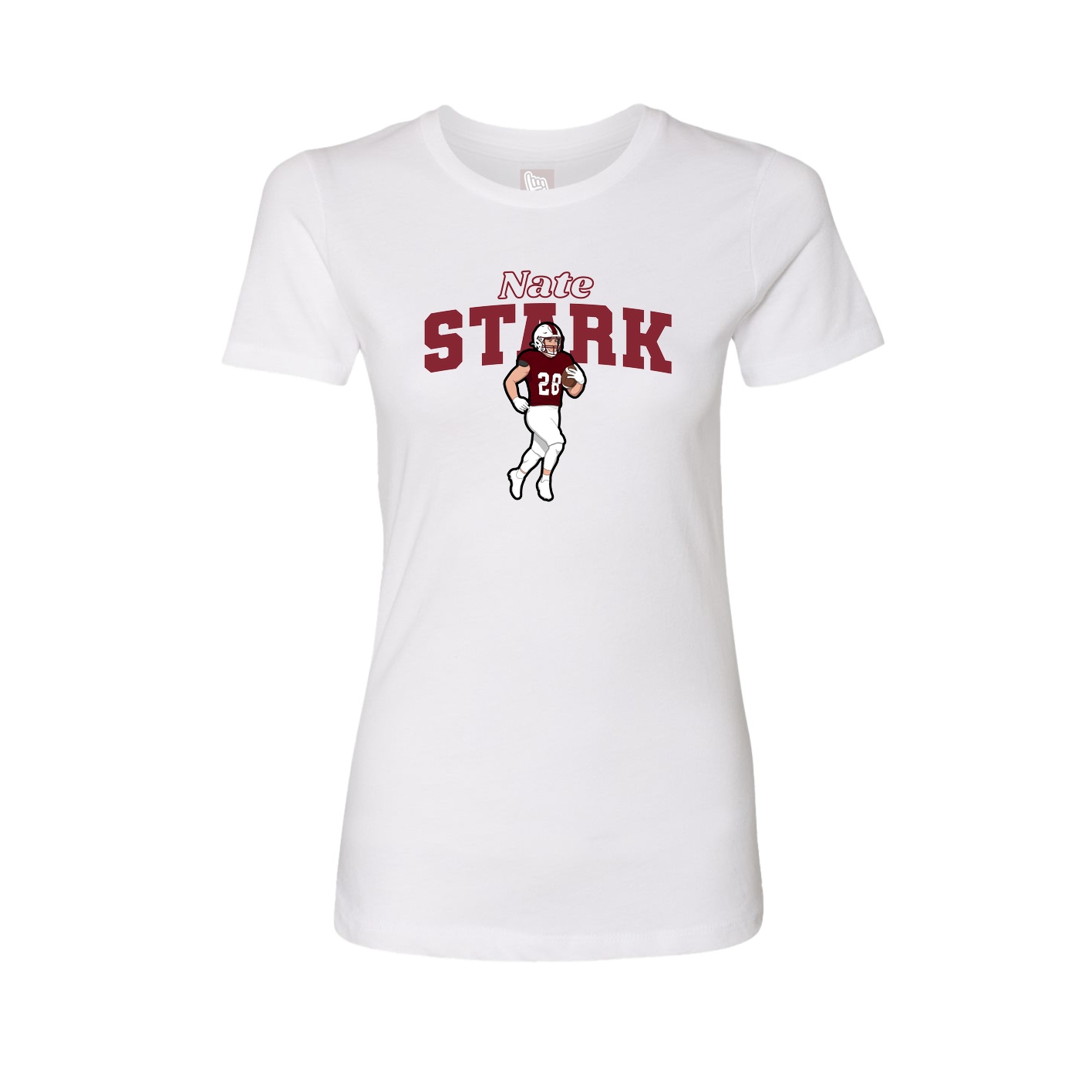 Fitted Women's Tee — Name Arch in White