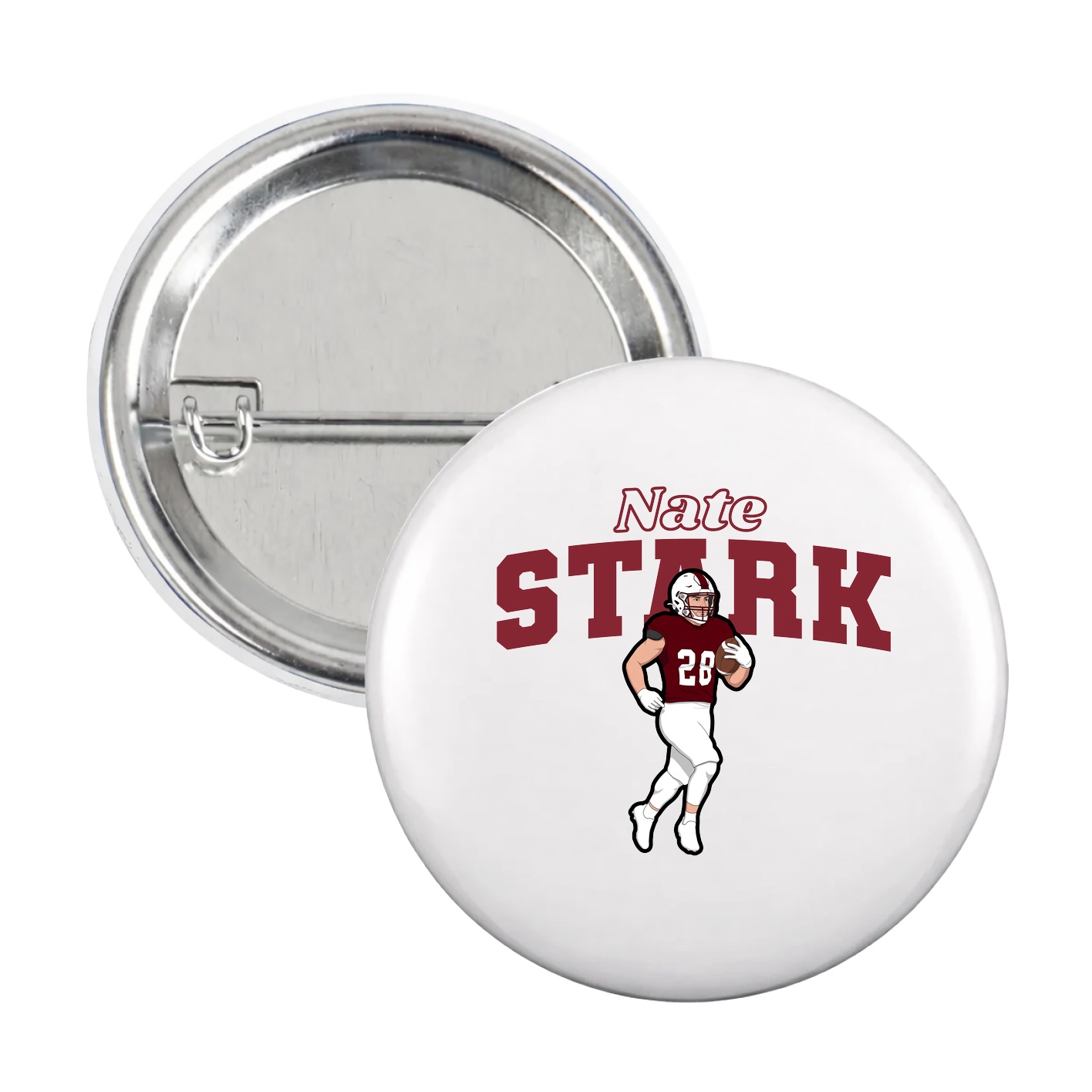 Game Day Button — Name Arch in White