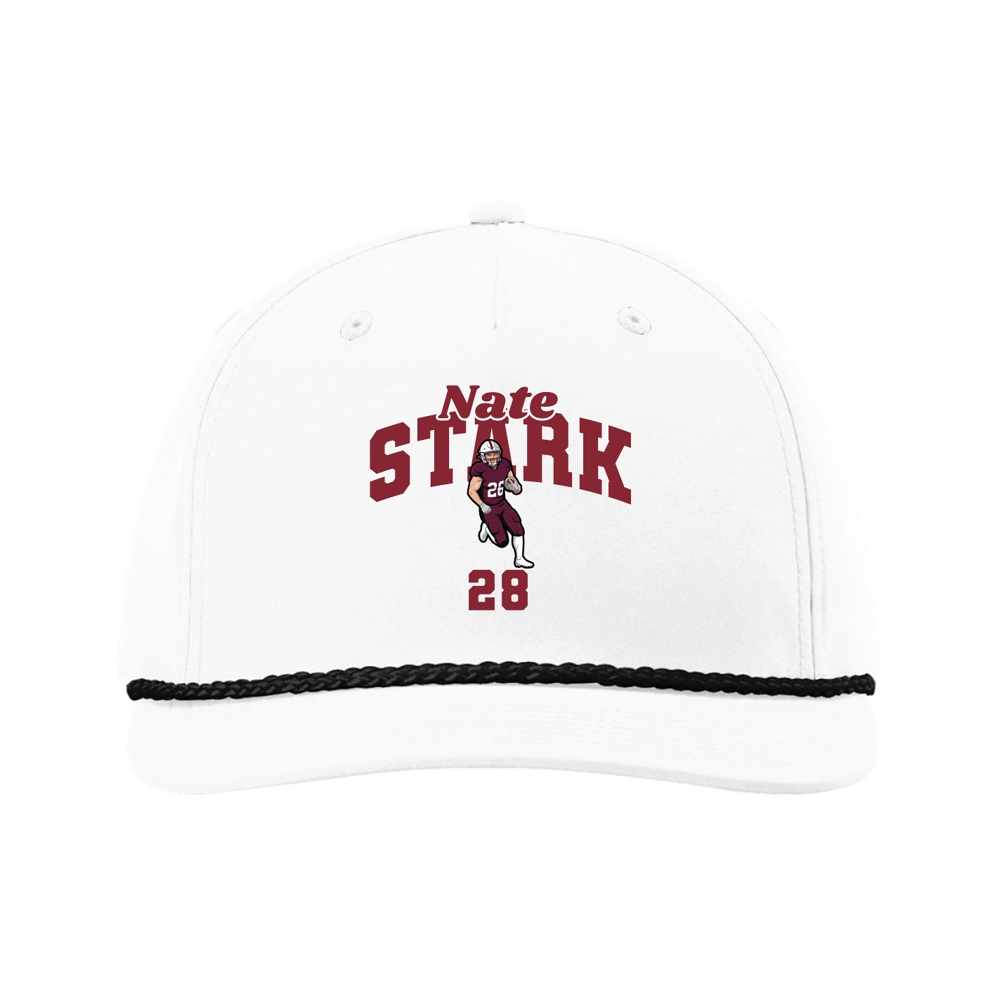 Five-Panel Classic Rope Cap — Signature Arch in White