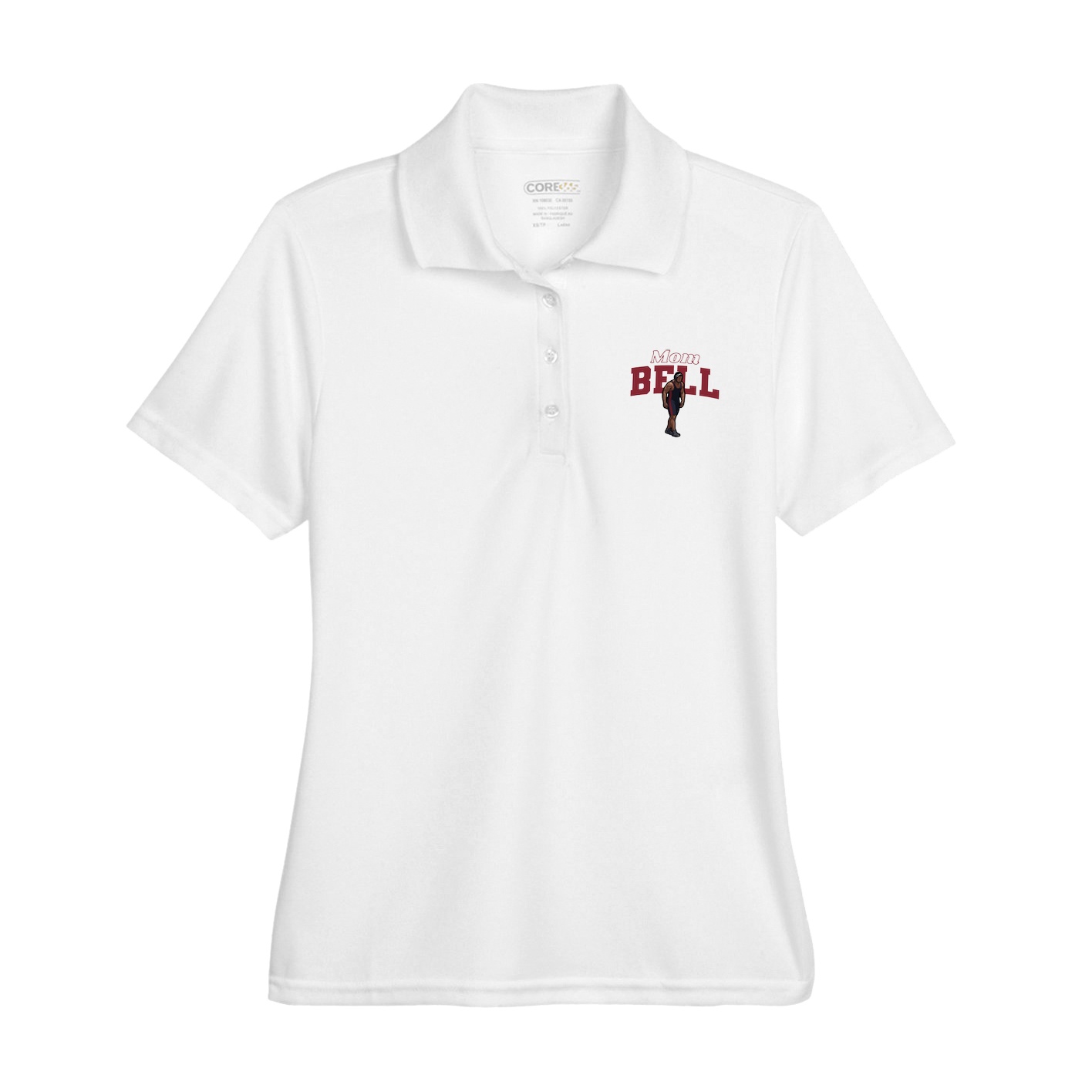 Womens Performance Polo — Mothers Day Block in White