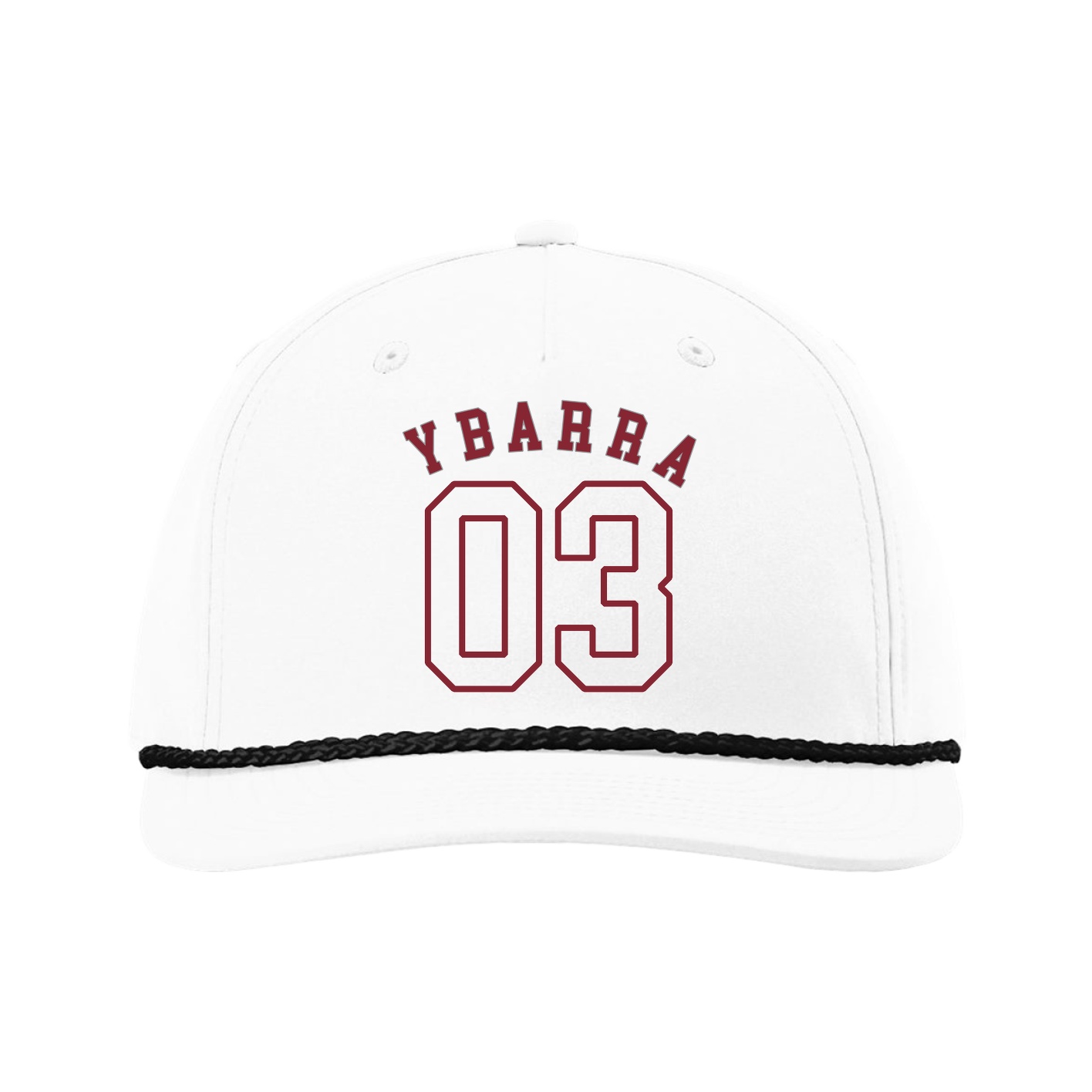 Five-Panel Classic Rope Cap — Shirsey Arch in White