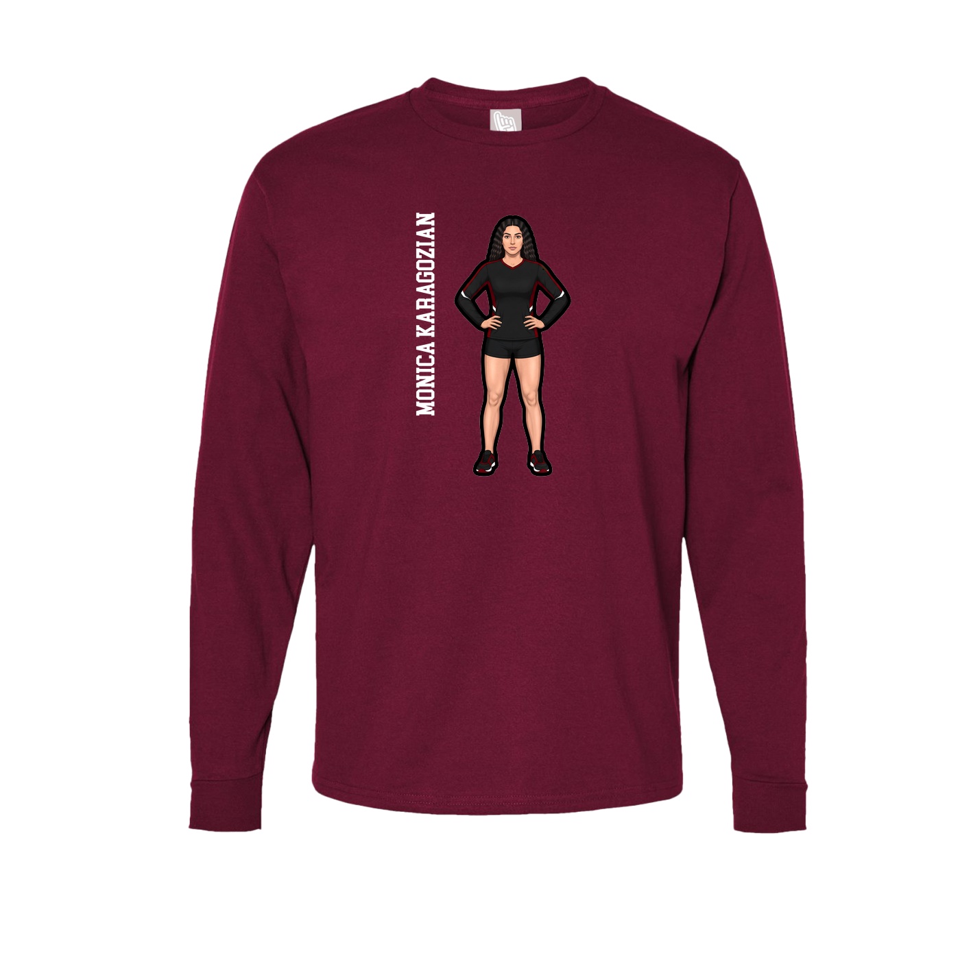Long Sleeve Tee — Name Vertical in Cardinal