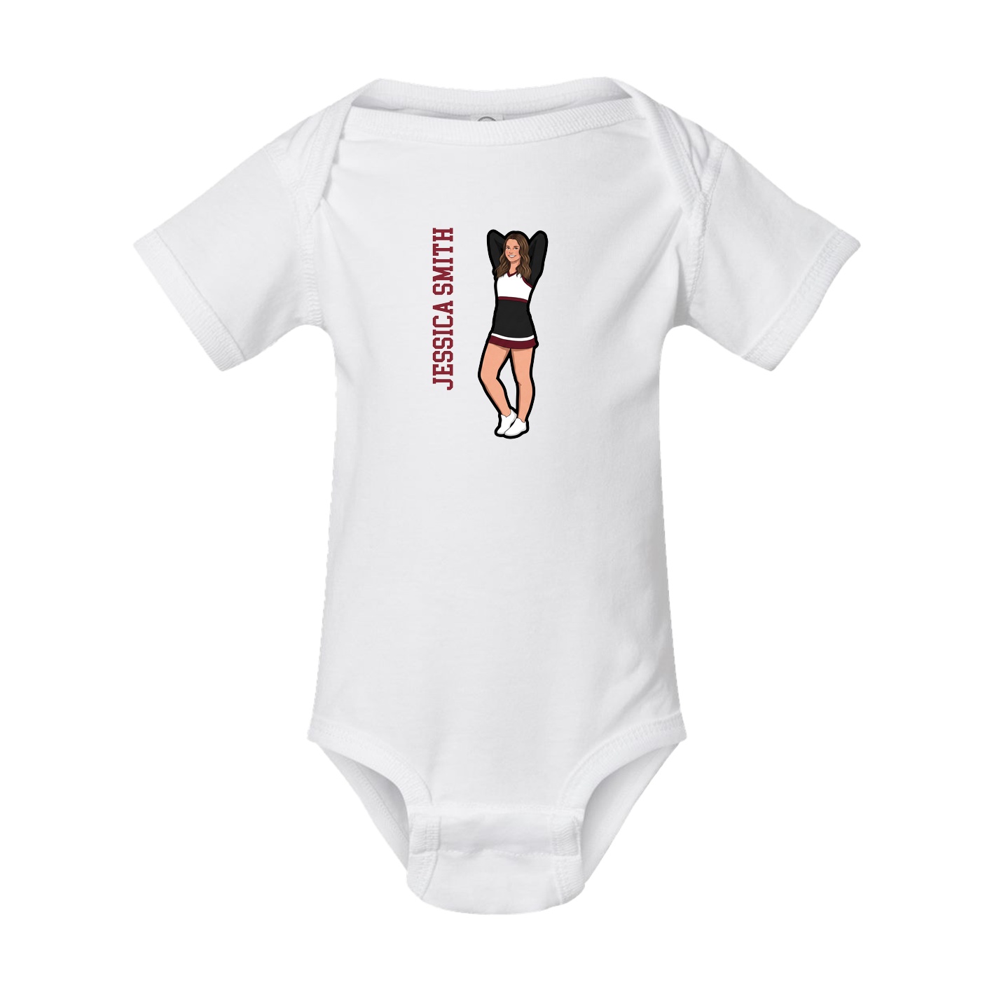 Baby Onesie — Name Vertical in White