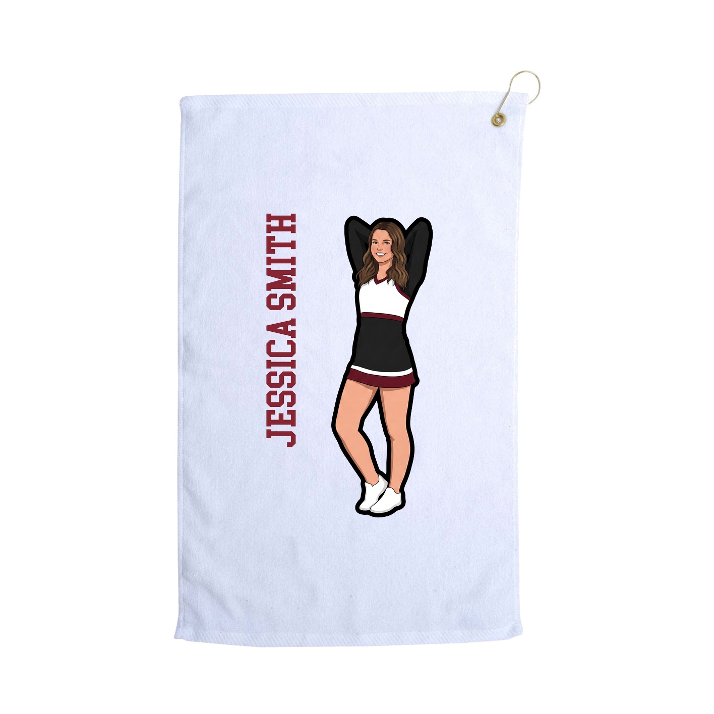 Golf Towel — Name Vertical in White