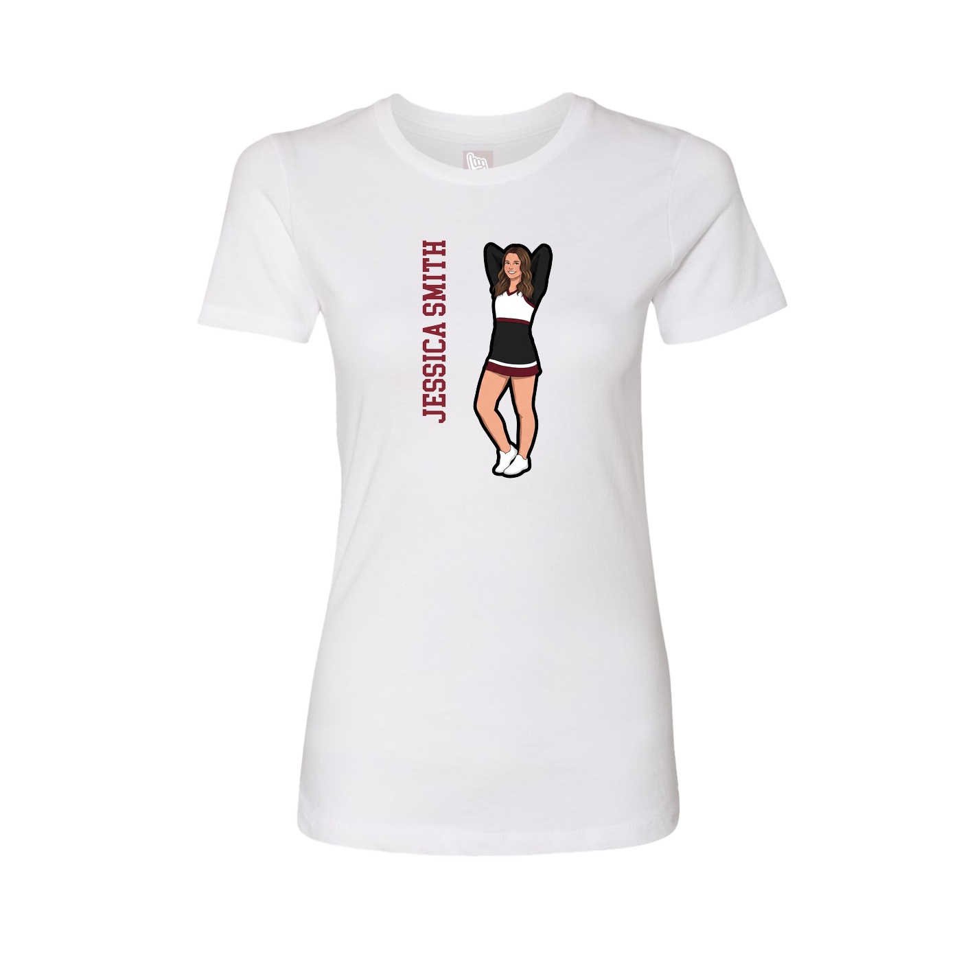 Womens Tee — Name Vertical in White