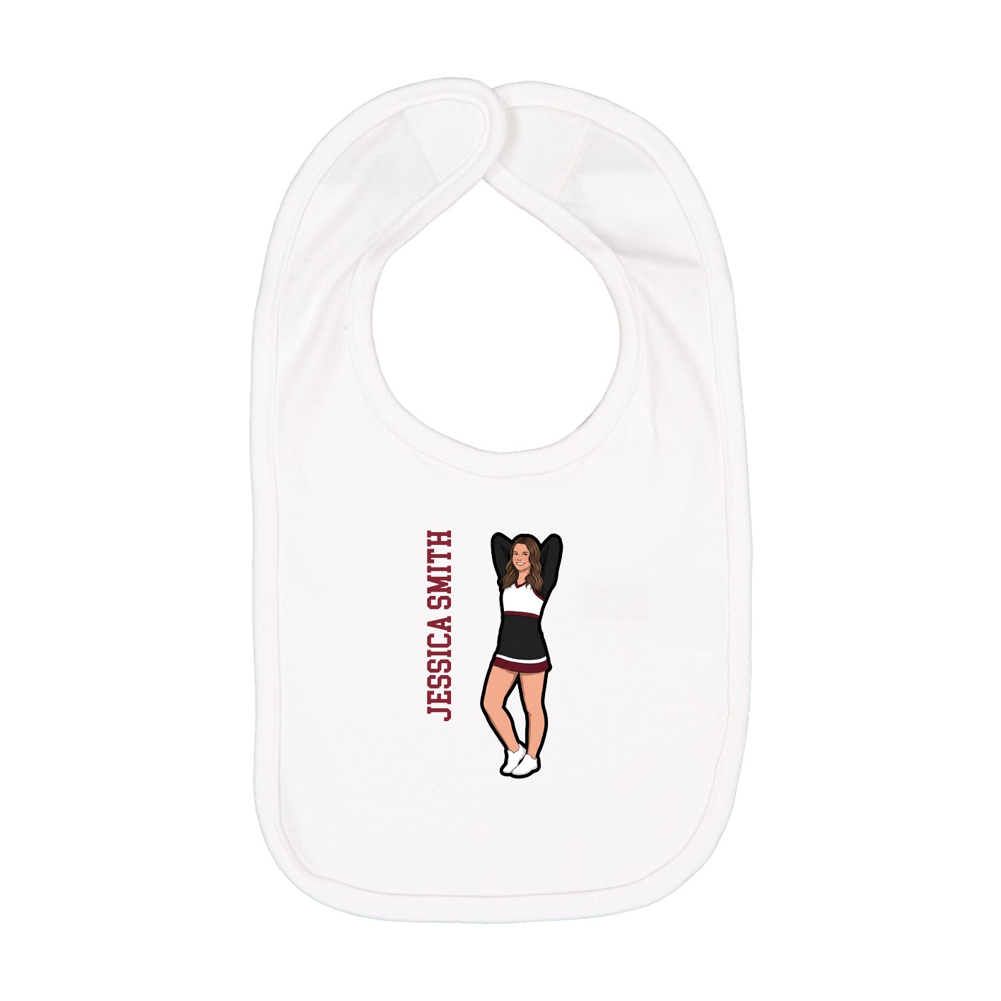 Infant Bib — Name Vertical in White