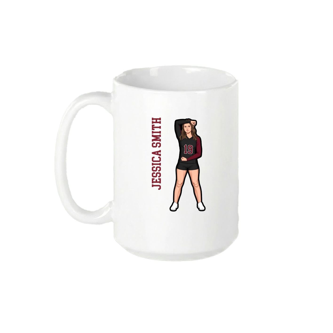 15oz Coffee Mug — Name Vertical in White