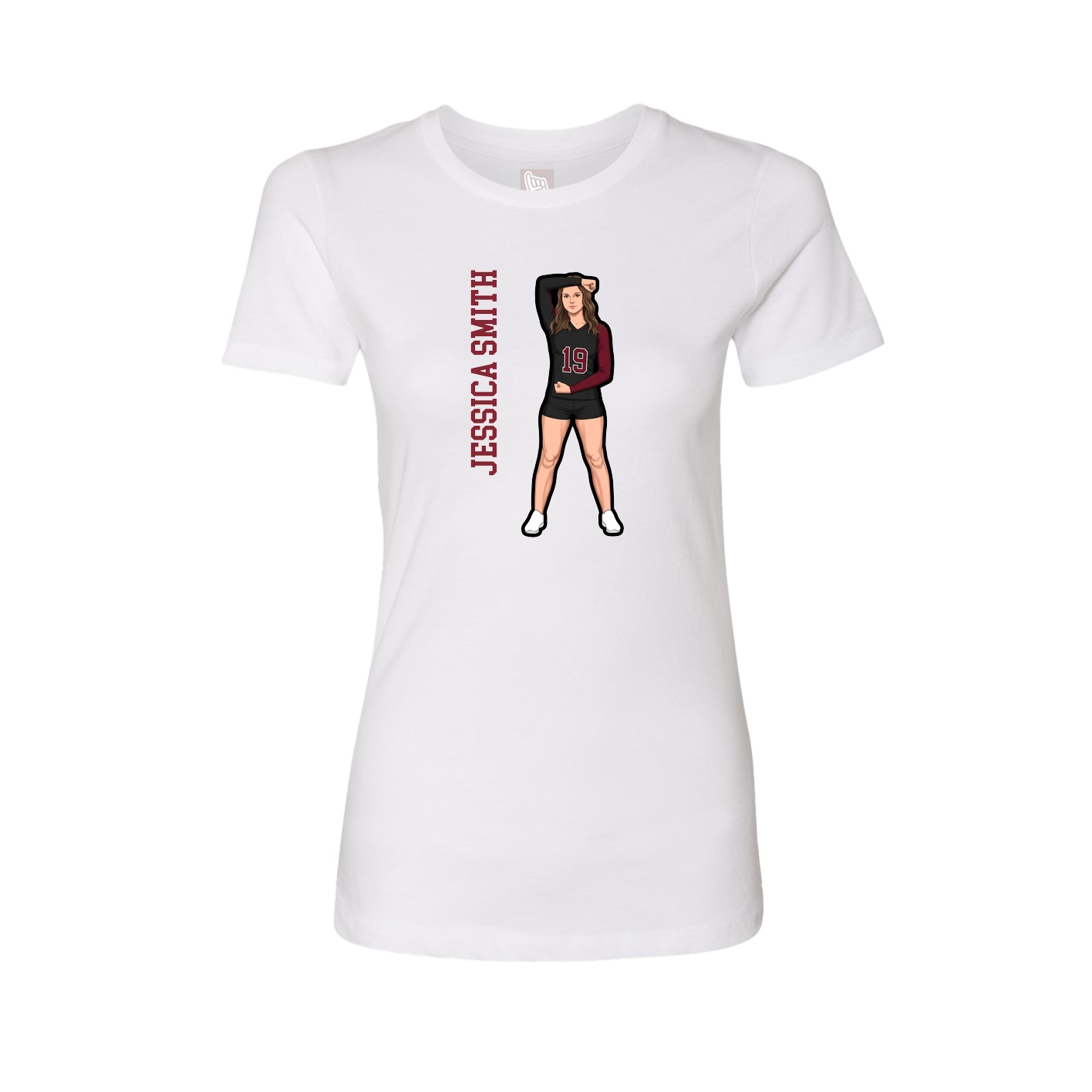 Womens Tee — Name Vertical in White