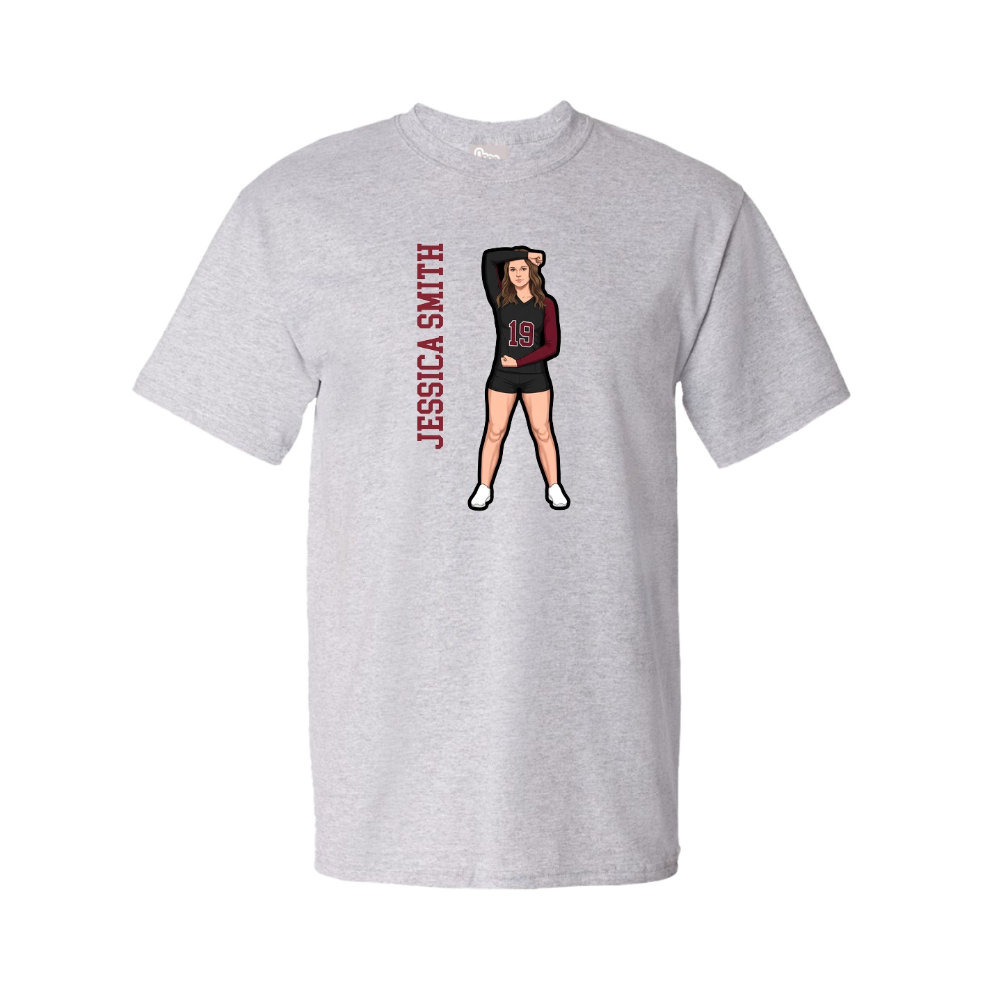Youth Tee — Name Vertical in Grey