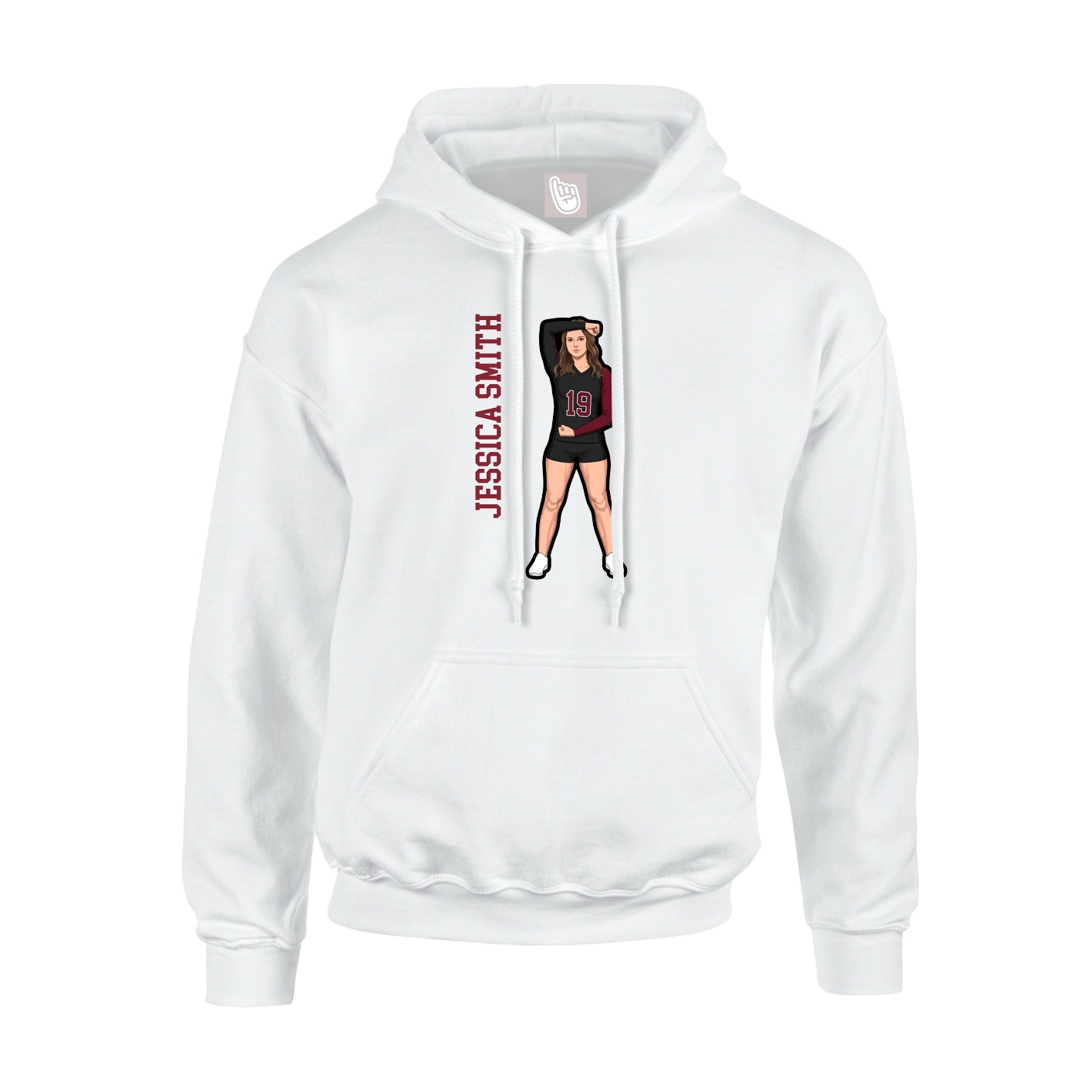 Hoodie — Name Vertical in White