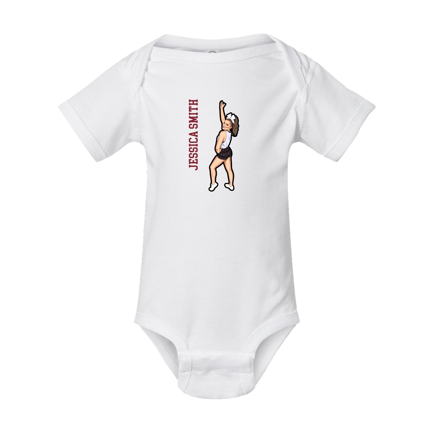 Baby Onesie — Name Vertical in White