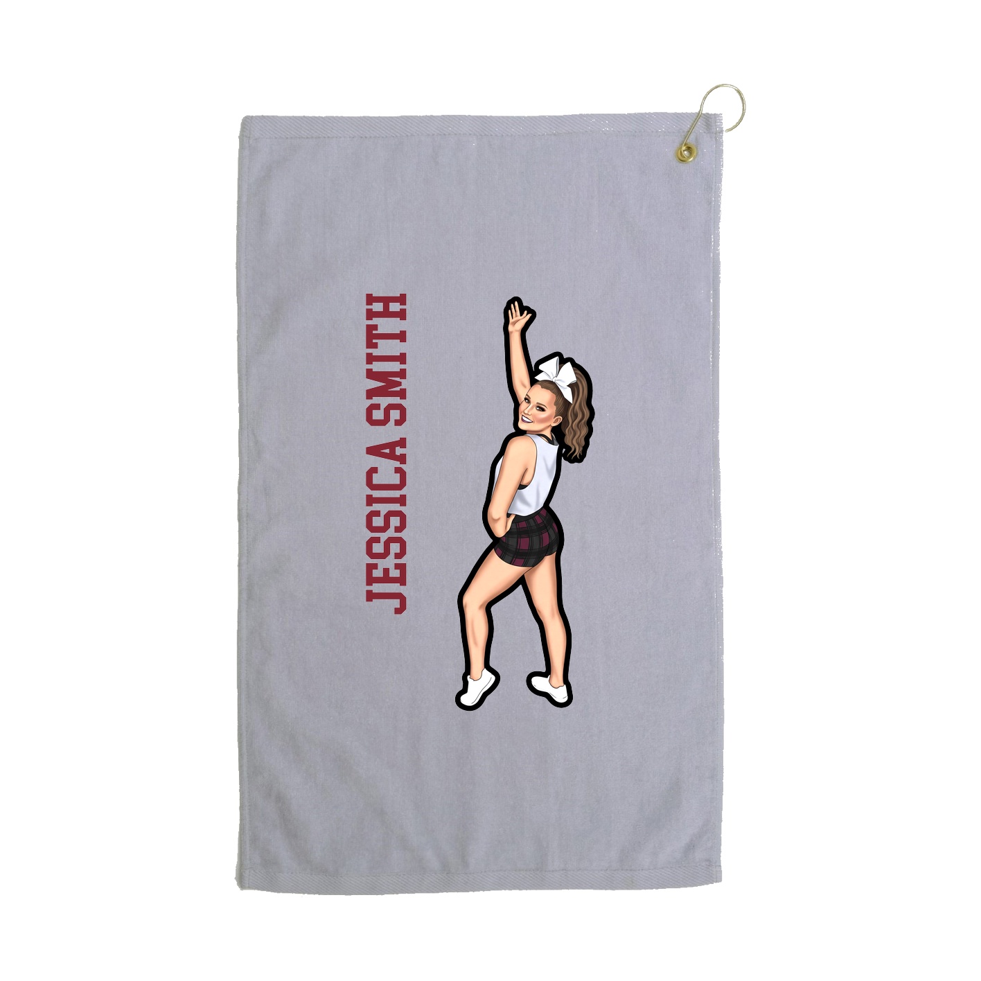 Golf Towel — Name Vertical in Grey