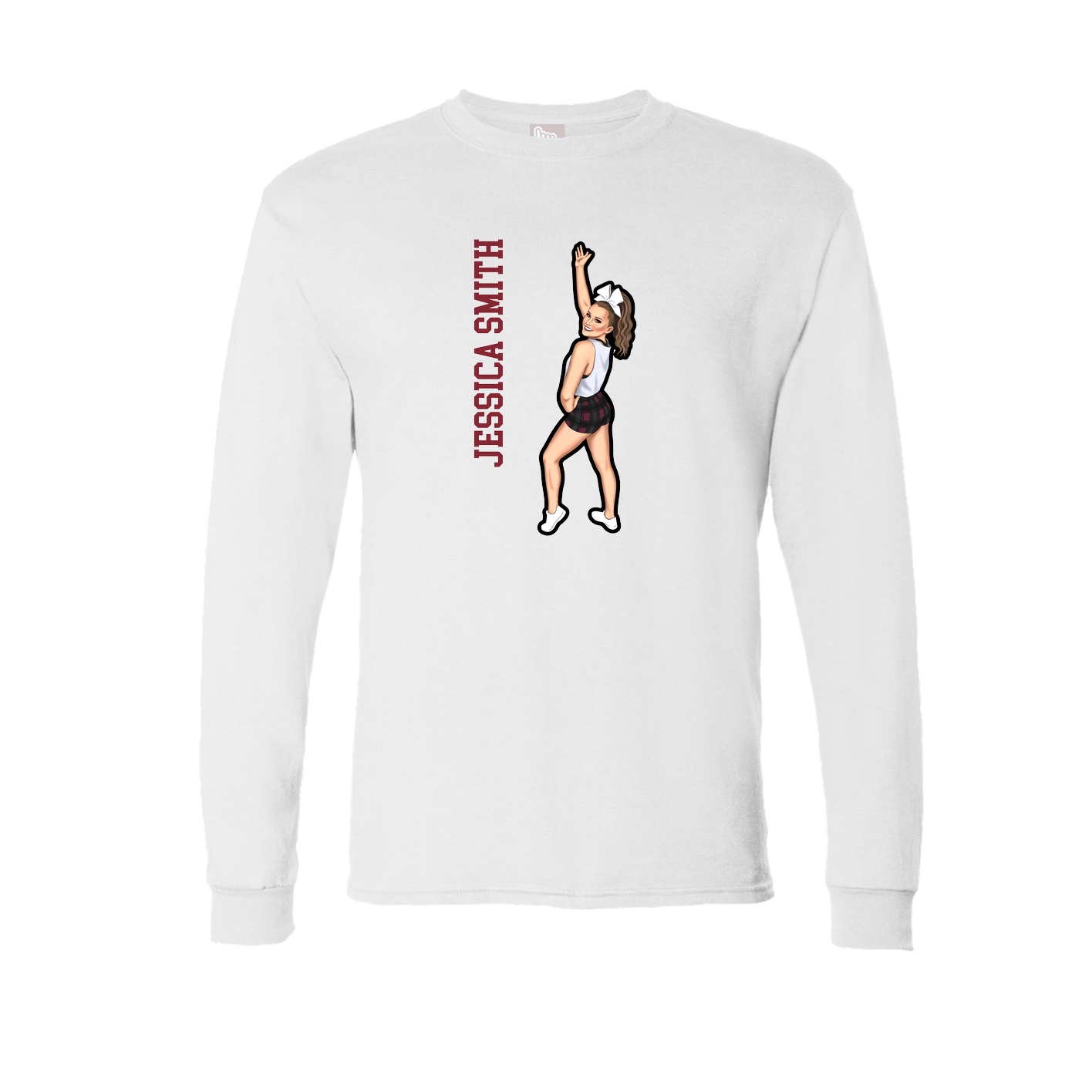 Long Sleeve Tee — Name Vertical in White