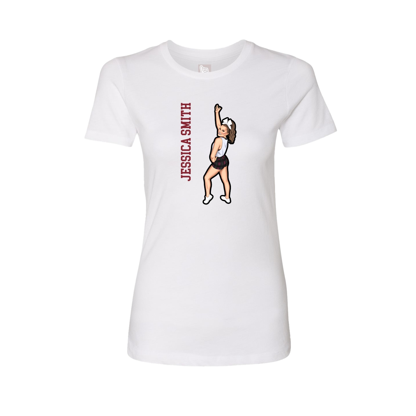 Womens Tee — Name Vertical in White