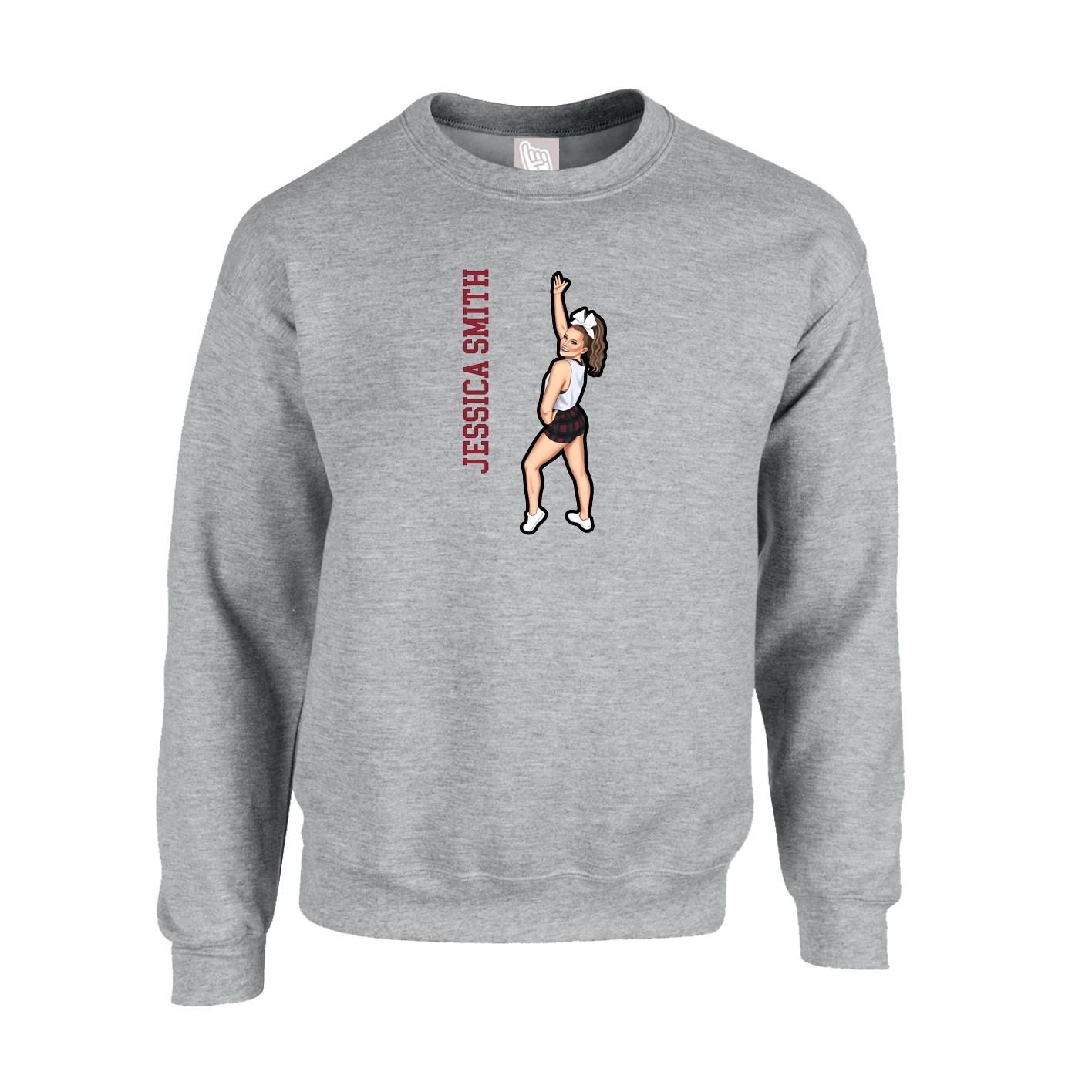 Fleece Crew — Name Vertical in Grey