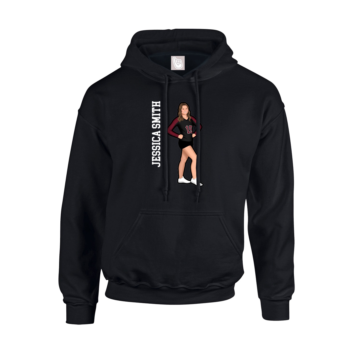 Hoodie — Name Vertical in Black