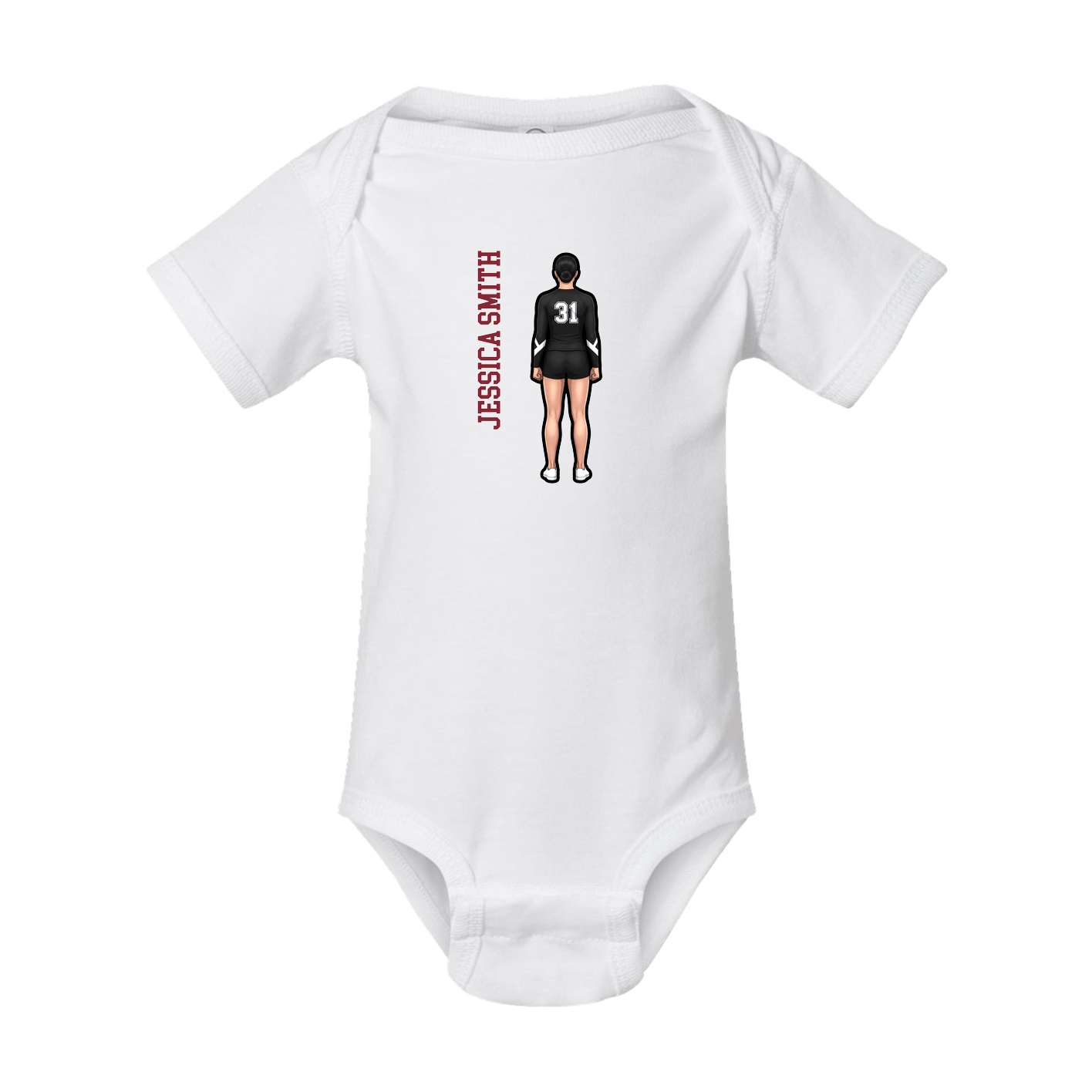 Baby Onesie — Name Vertical in White