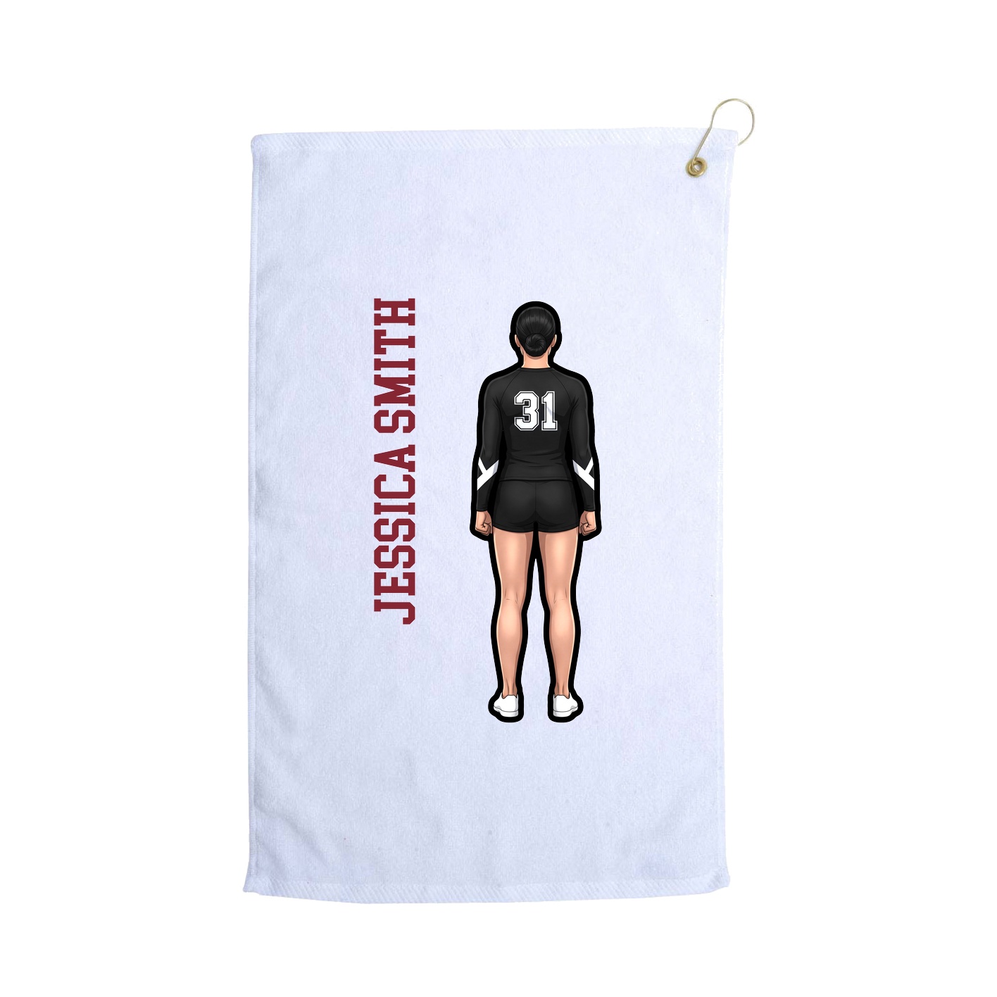 Golf Towel — Name Vertical in White