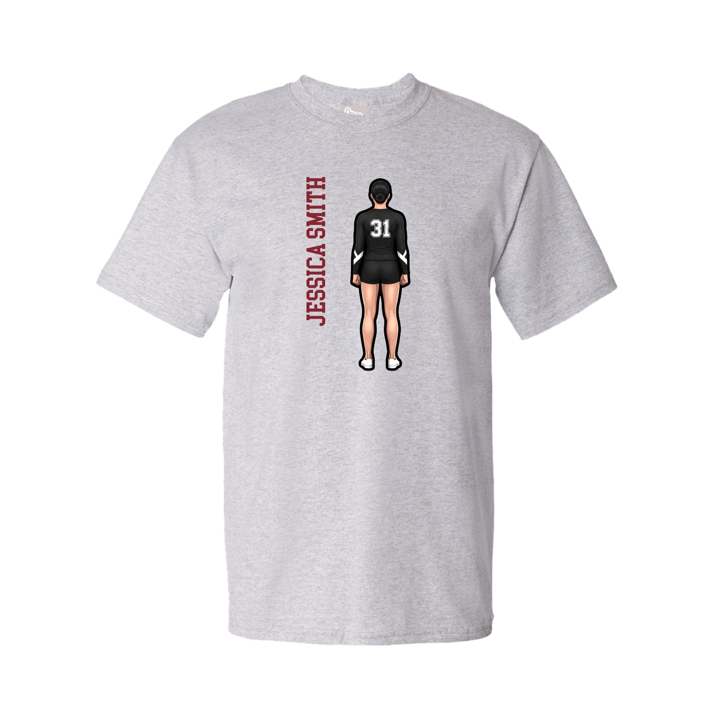 Youth Tee — Name Vertical in Grey