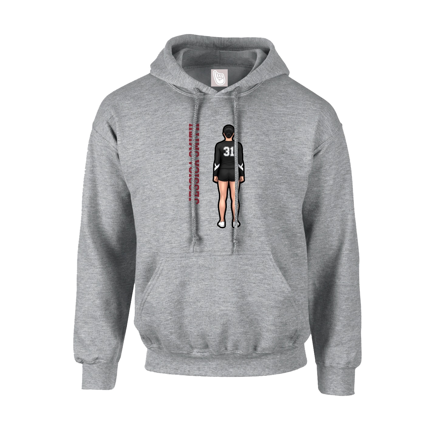 Youth Hoodie — Name Vertical in Grey