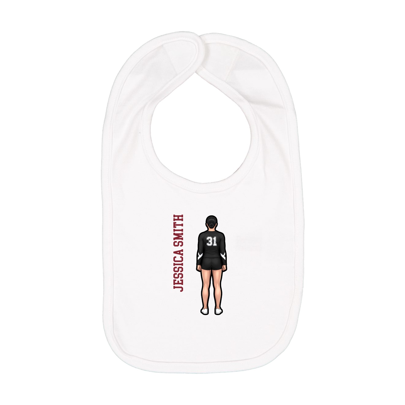 Infant Bib — Name Vertical in White
