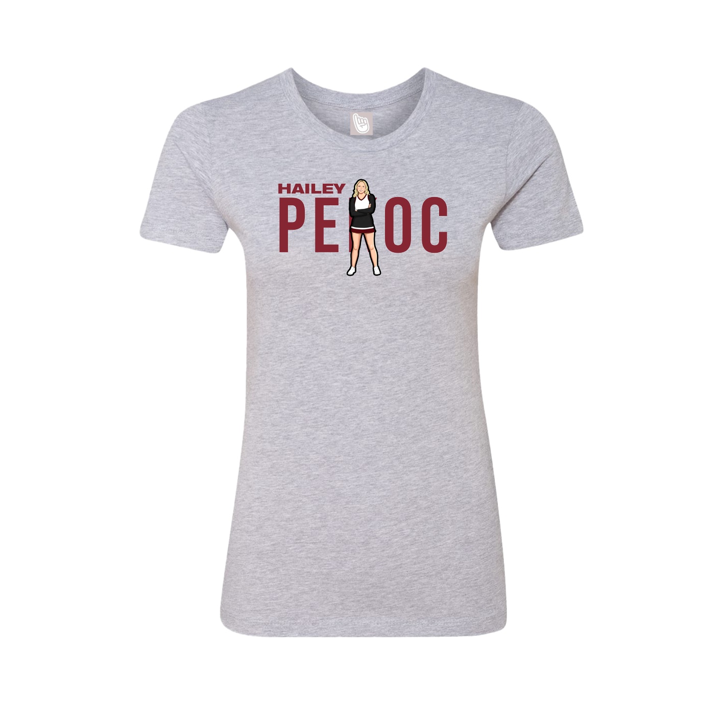 Fitted Women's Tee — Player Name in Grey