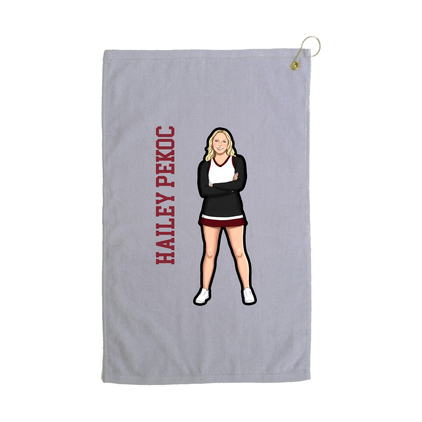 Golf Towel — Name Vertical in Grey