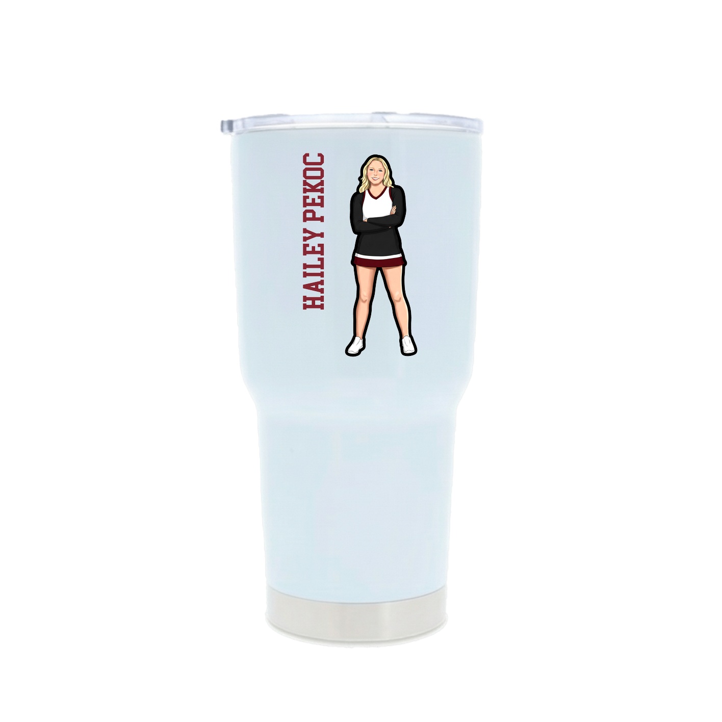 30oz Stainless Steel Tumbler — Name Vertical in White