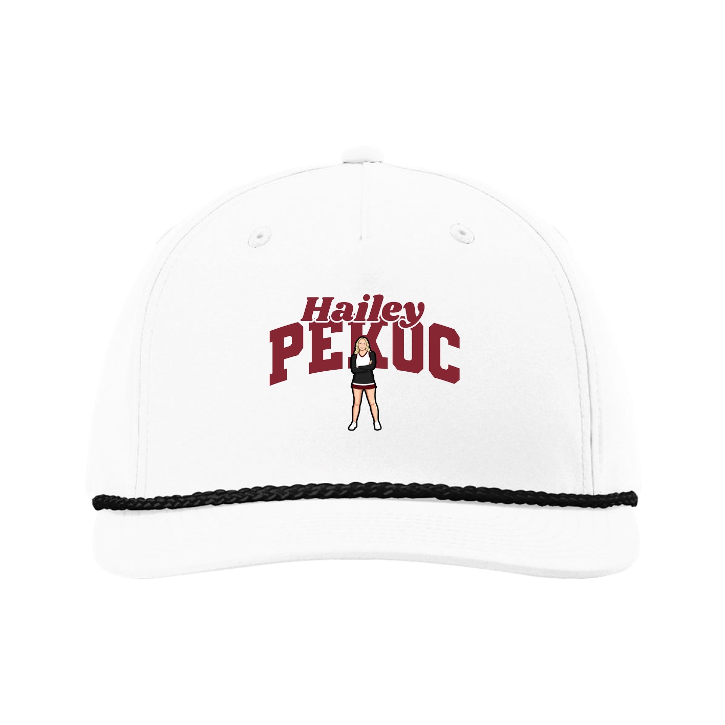 Five-Panel Classic Rope Cap — Signature Arch in White