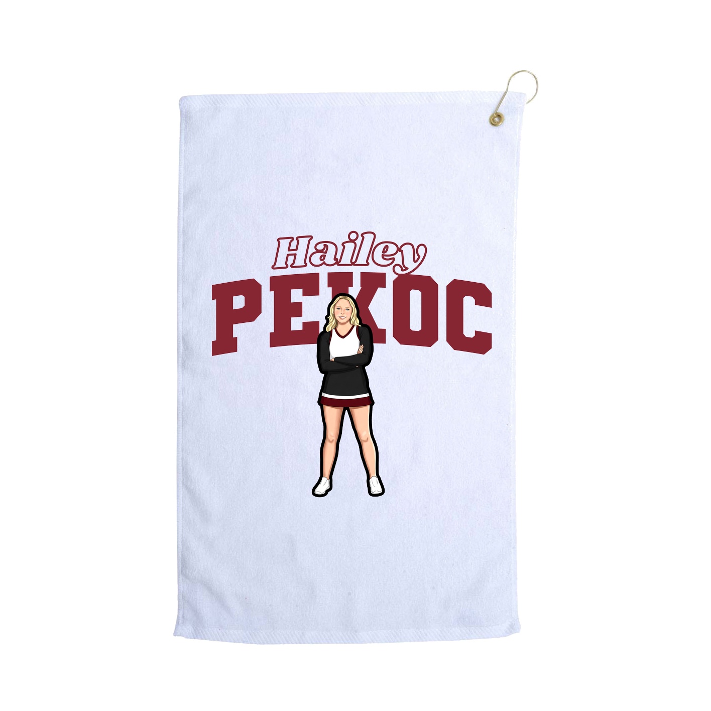 Golf Towel — Name Arch in White
