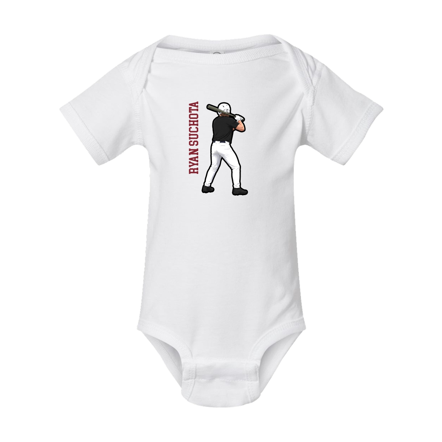 Baby Onesie — Name Vertical in White