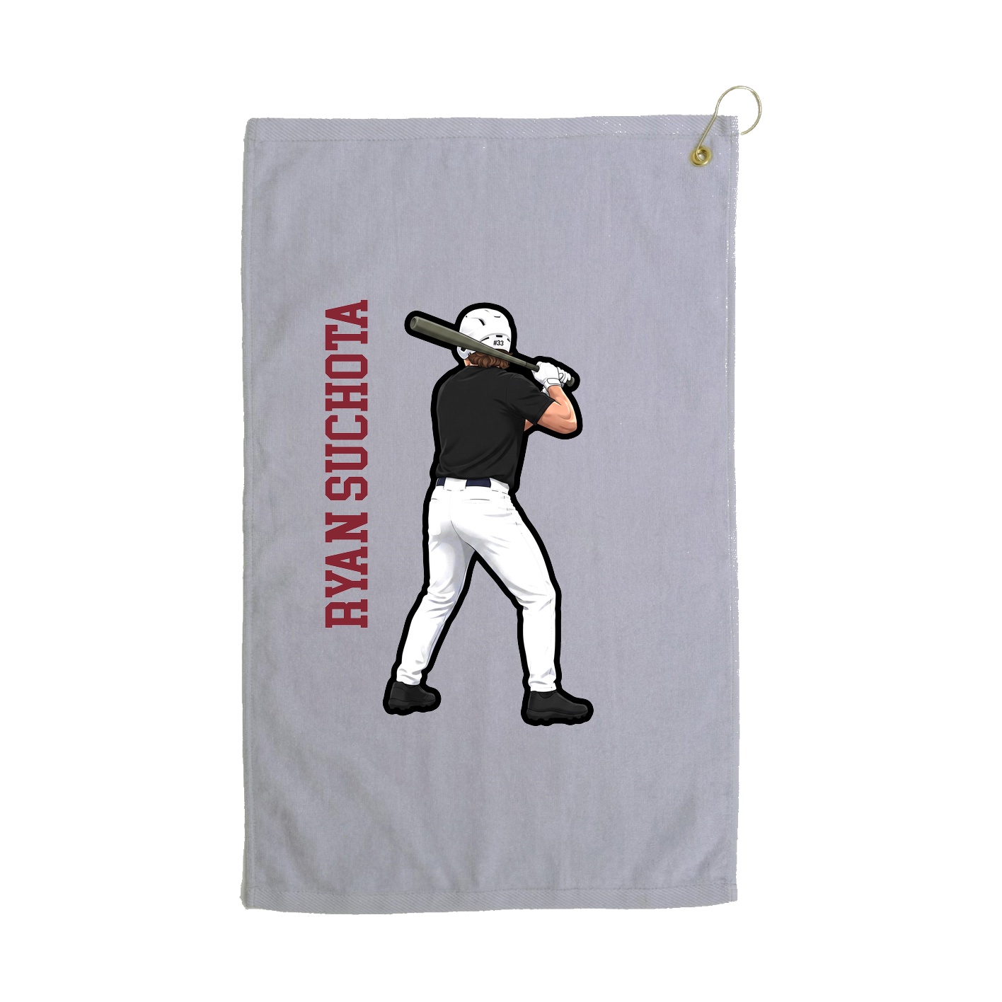 Golf Towel — Name Vertical in Grey