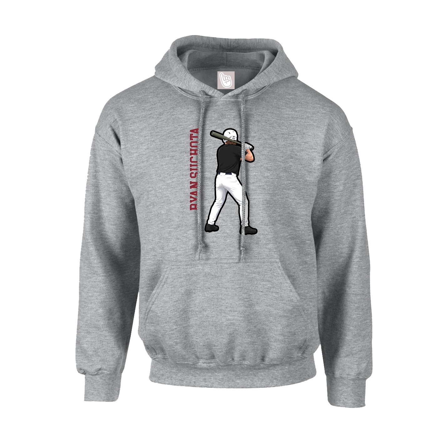 Youth Hoodie — Name Vertical in Grey