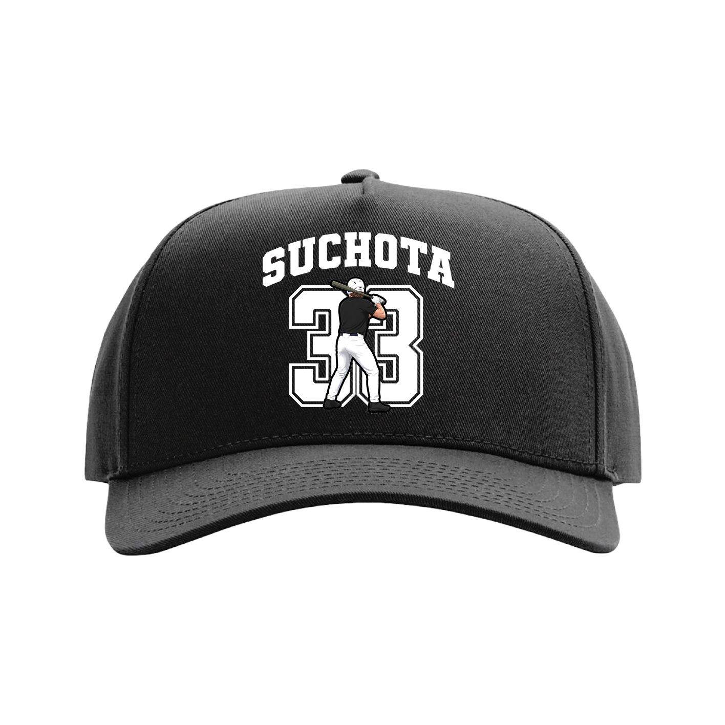 Full Fabric Five-Panel Champ Cap — Number in Black