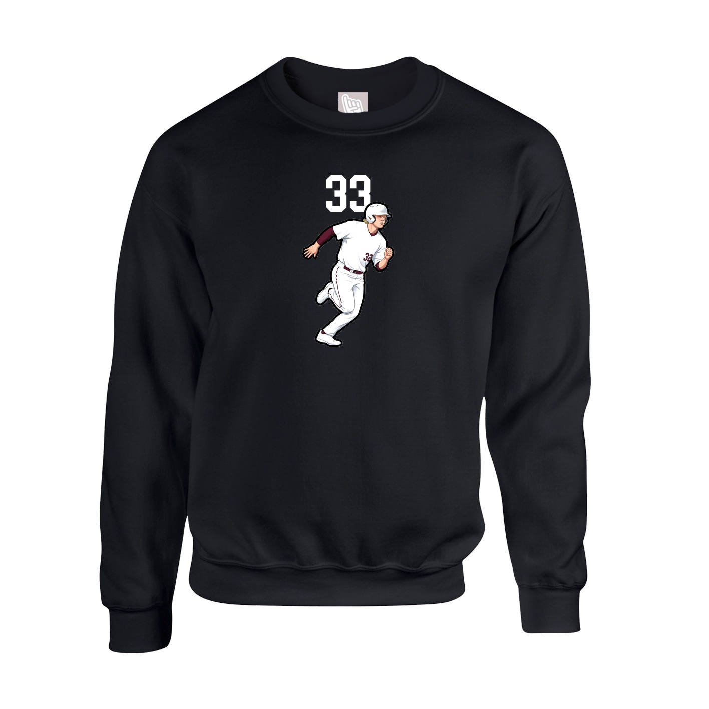 Fleece Crew — Number Top in Black