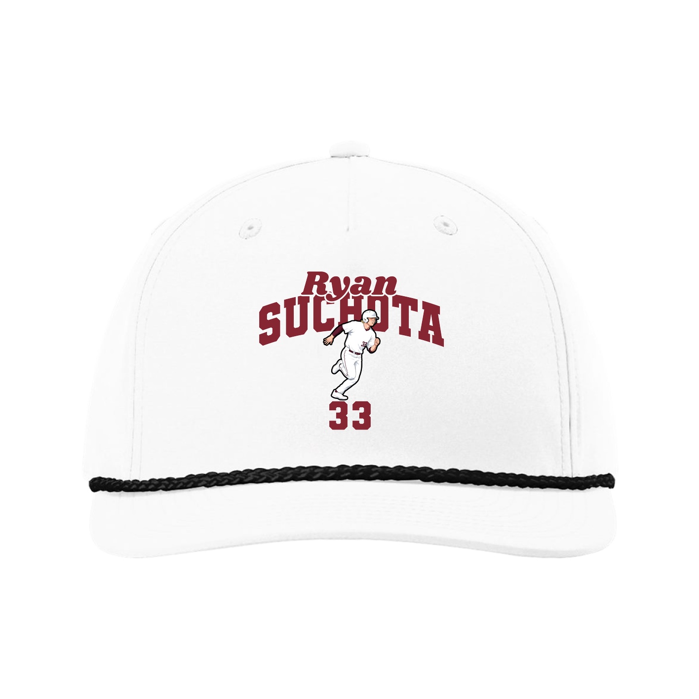 Five-Panel Classic Rope Cap — Signature Arch in White