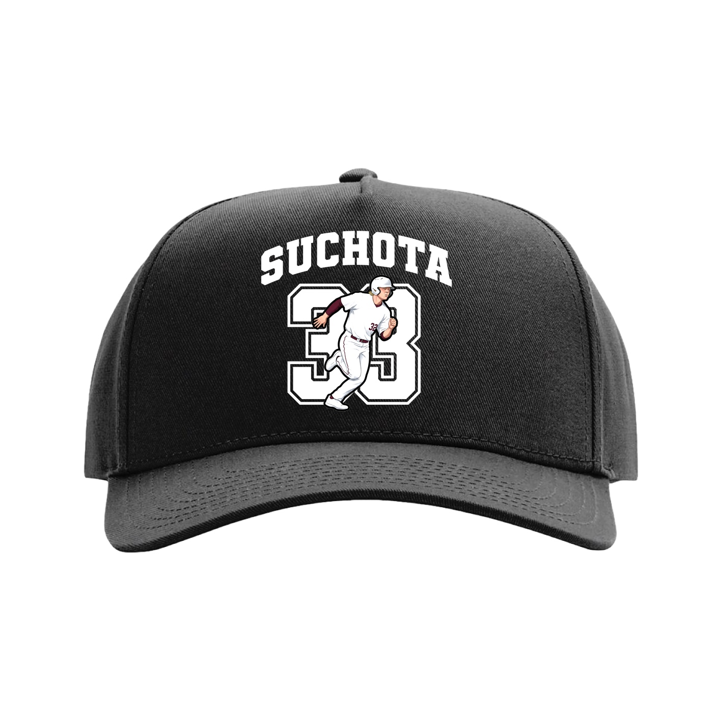 Full Fabric Five-Panel Champ Cap — Number in Black
