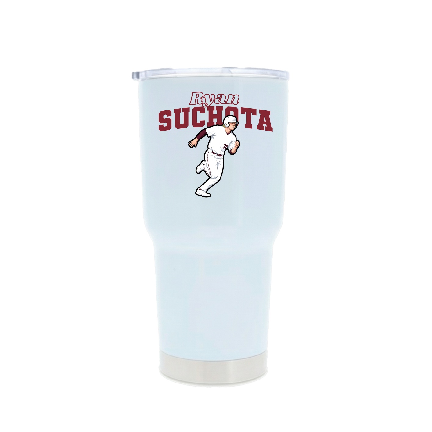 30oz Stainless Steel Tumbler — Name Arch in White