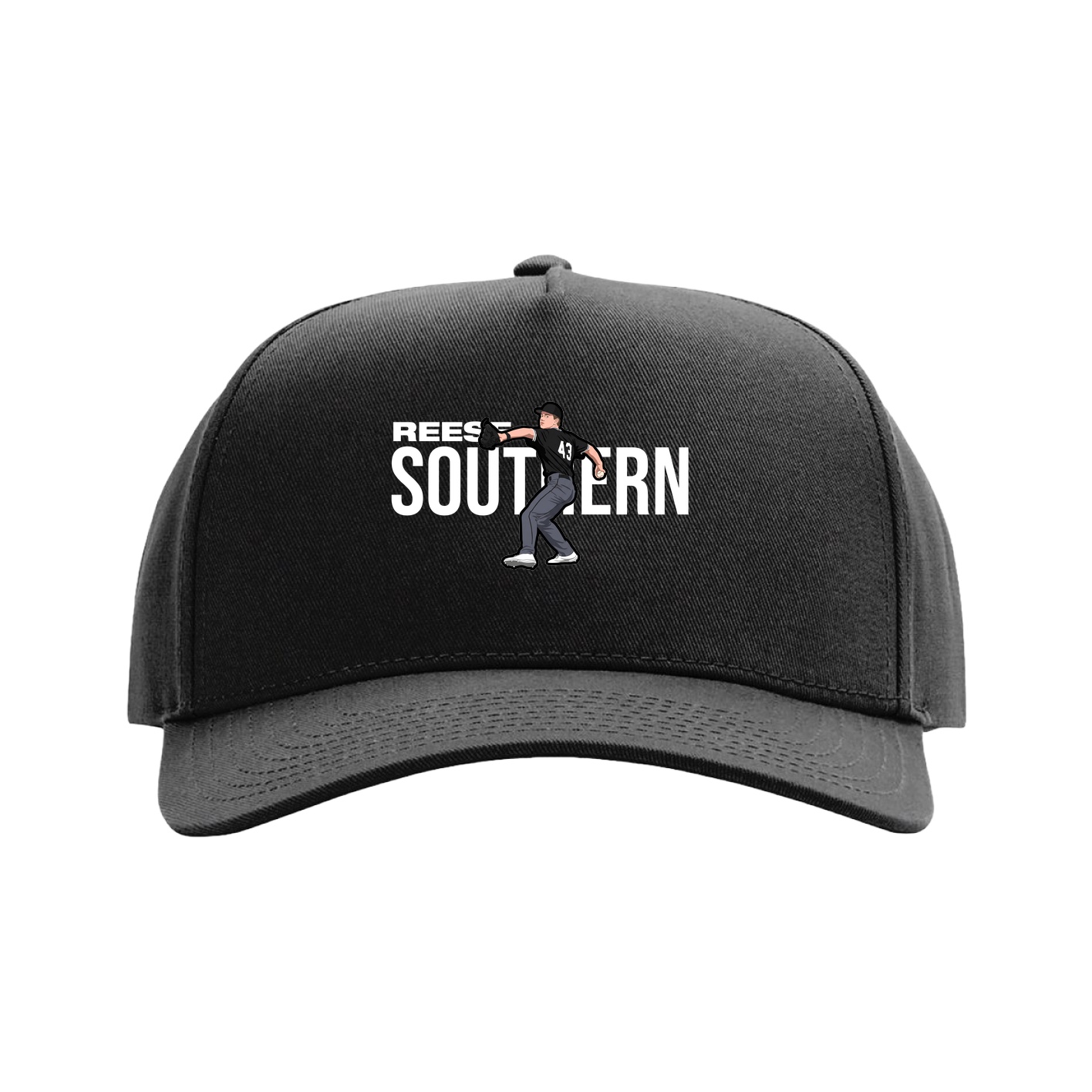 Full Fabric Five-Panel Champ Cap — Player Name in Black