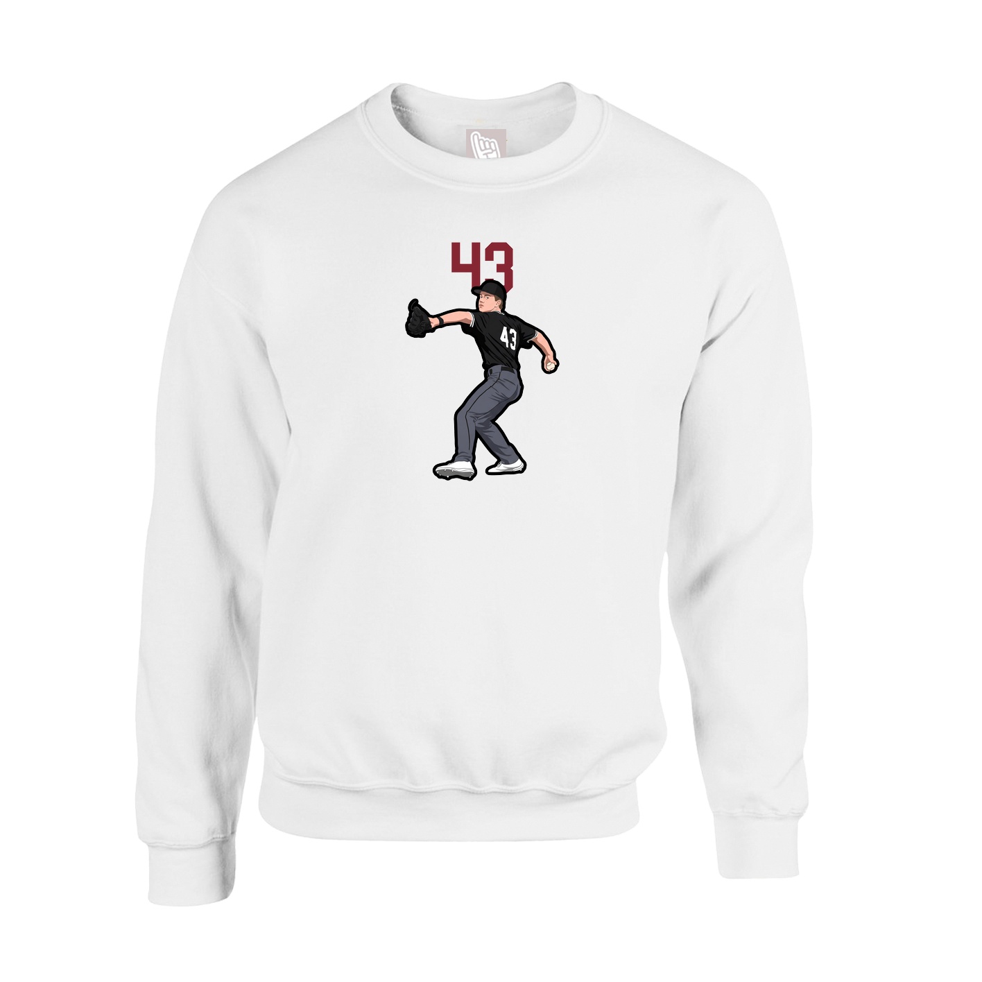 Fleece Crew — Number Top in White