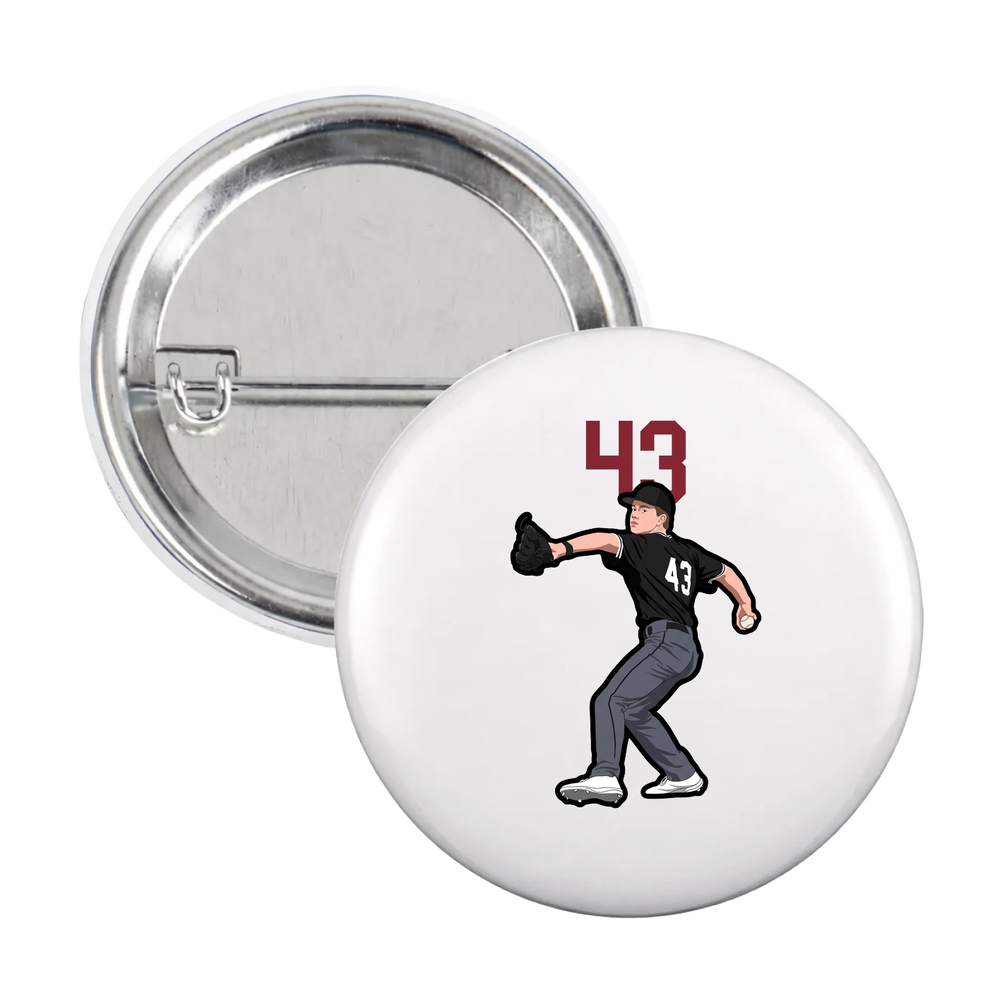 Game Day Button — Number Top in White