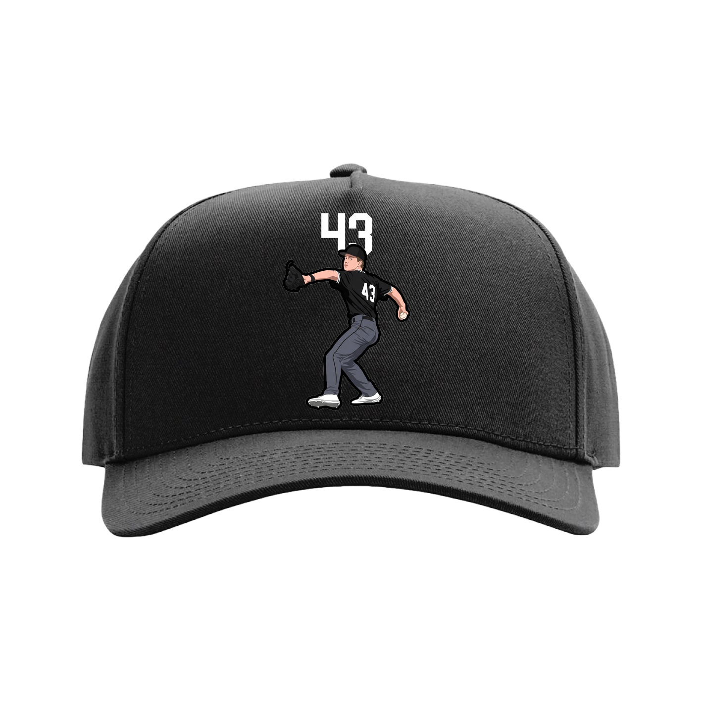 Full Fabric Five-Panel Champ Cap — Number Top in Black