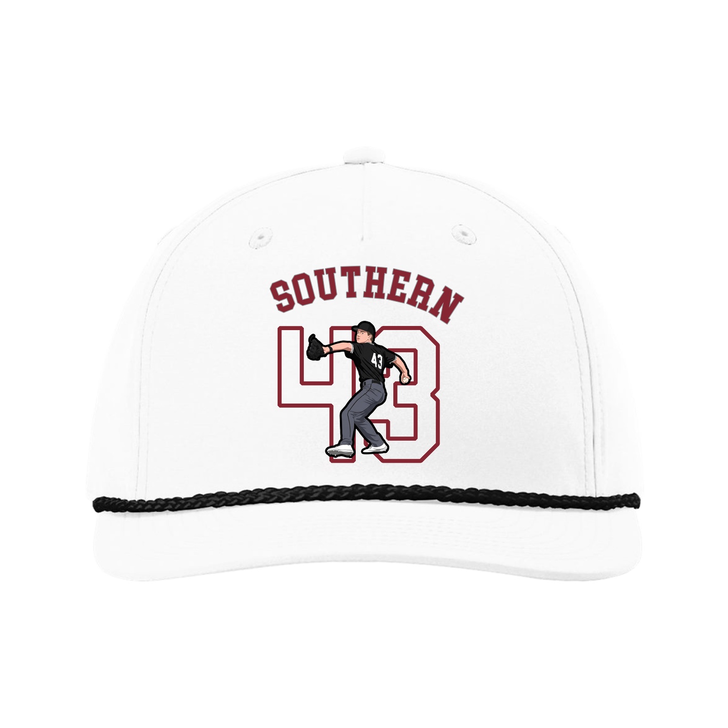 Five-Panel Classic Rope Cap — Shirsey Arch in White