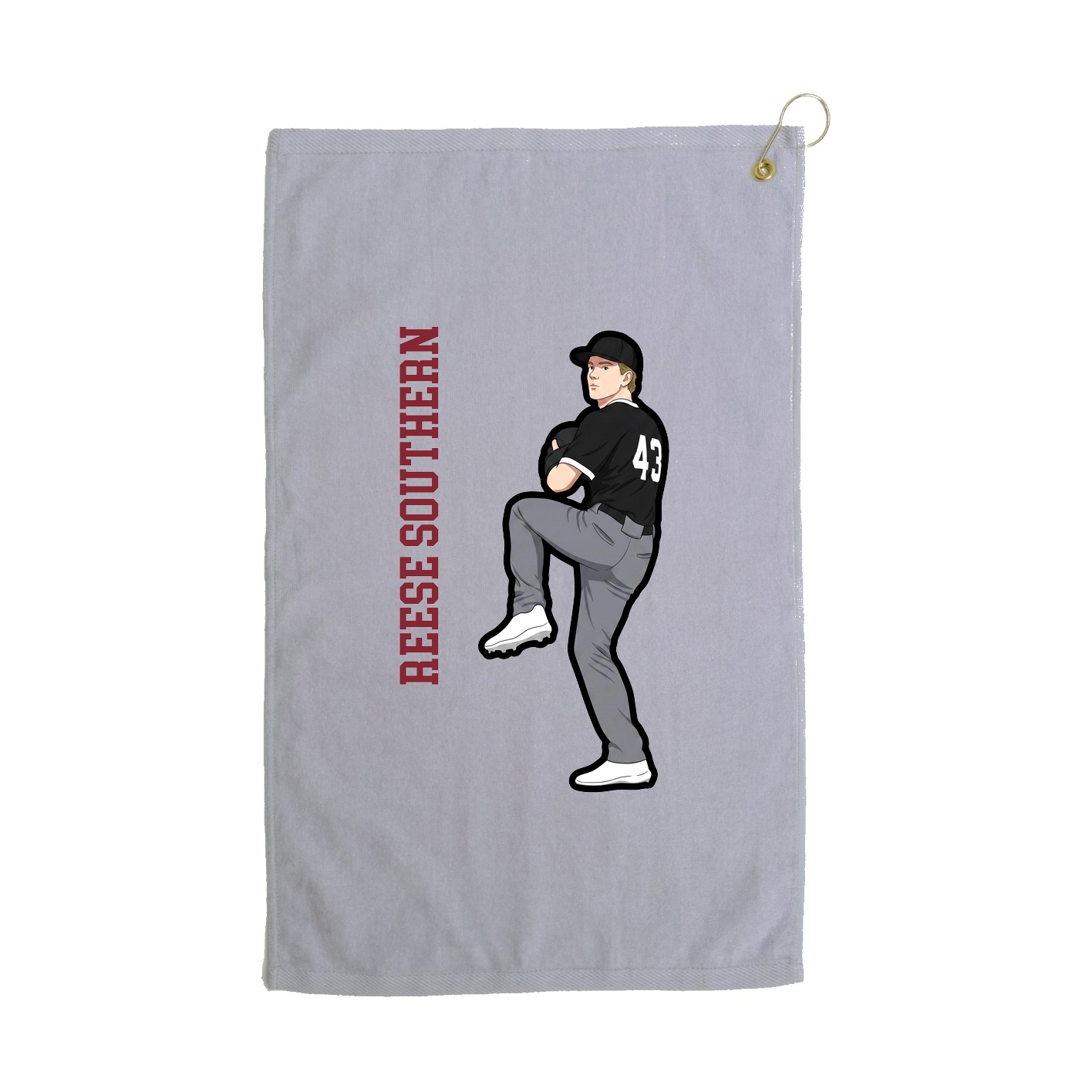 Golf Towel — Name Vertical in Grey