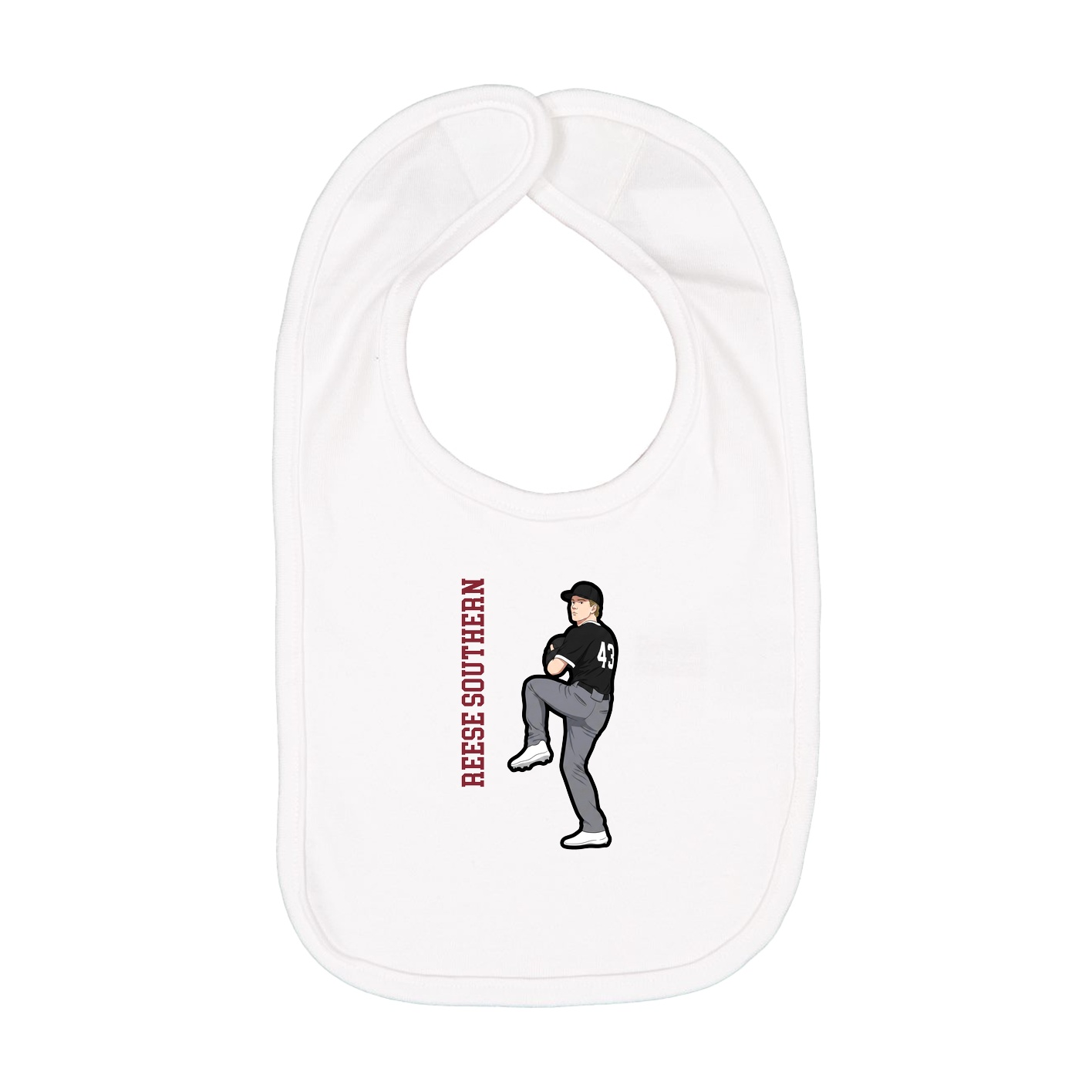 Infant Bib — Name Vertical in White