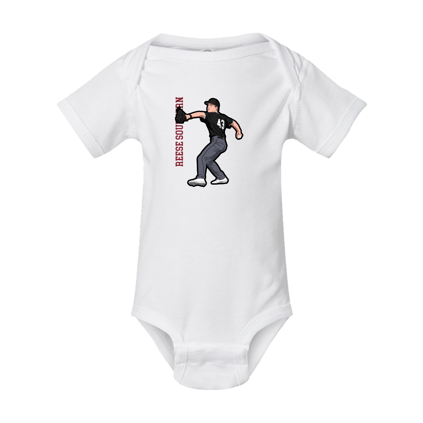 Baby Onesie — Name Vertical in White