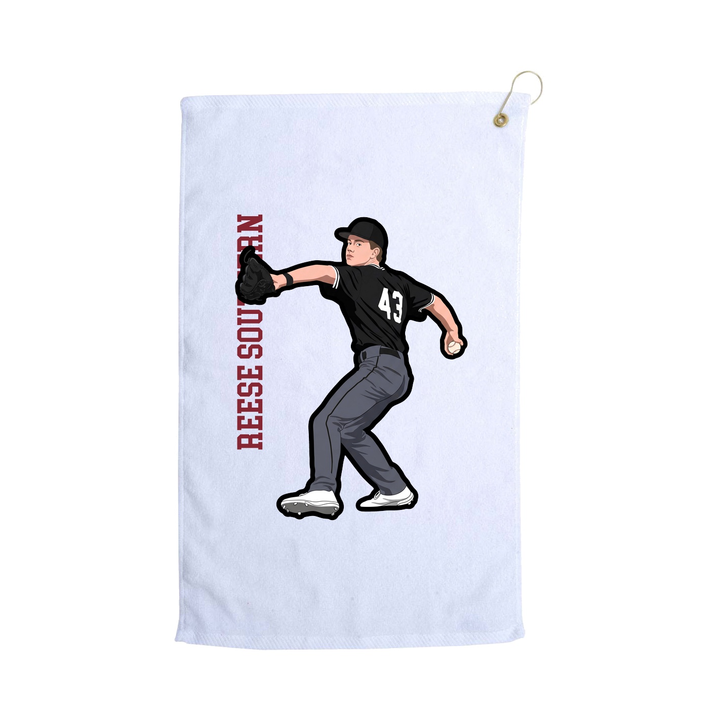 Golf Towel — Name Vertical in White
